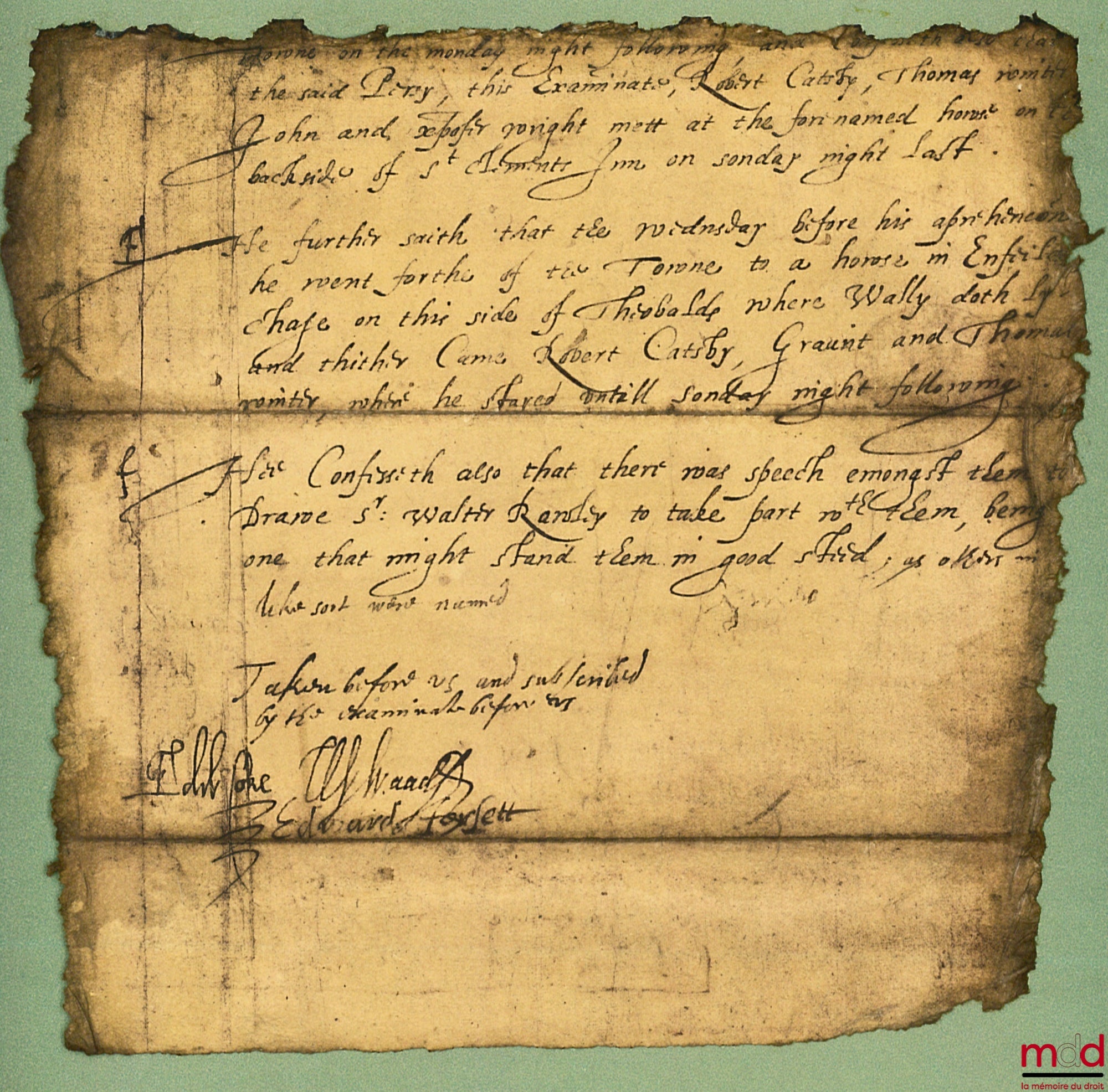 SOME STIRRING RELICS OF ENGLISH HISTORY : - Lady Jane Grey announces her accession to the Throne of England (1553) - Sir Philip Sidney’s last letter (1586) - Signature of Guy Fawkes under torture (1605) - Charles I informs his sister of the birth of a son