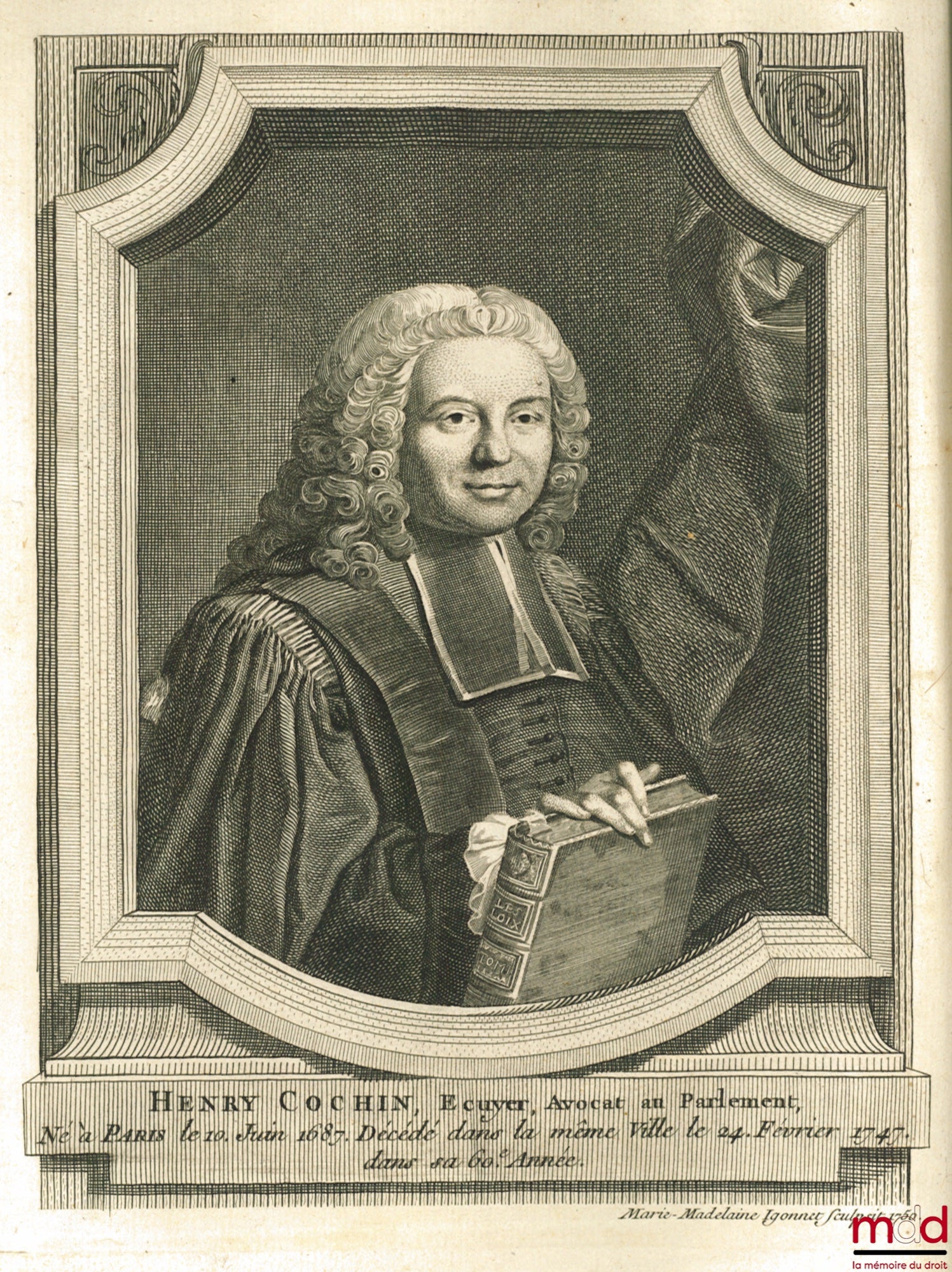 COCHIN (Henry) – ŒUVRES DE FEU M. COCHIN, Écuyer, Avocat au Parlement, contenant LE RECUEIL DE SES MÉMOIRES ET CONSULTATIONS, Nouvelle éd.