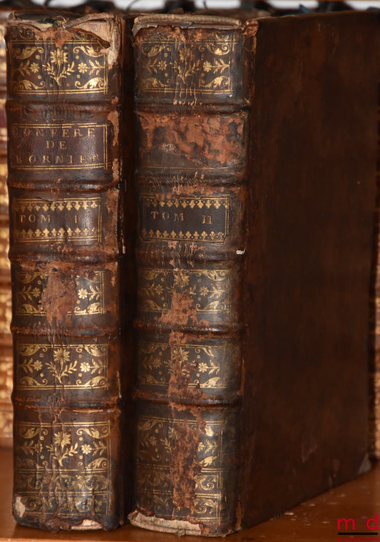 BORNIER (Philippe) – CONFÉRENCES DES ORDONNANCES DE LOUIS XIV, Roy de France et de Navarre, avec les anciennes ordonnances du Royaume, le Droit Écrit & les Arrêts, enrichies d’annotations et de décisions importantes, Nouvelle éd., corrigée & augmentée tan