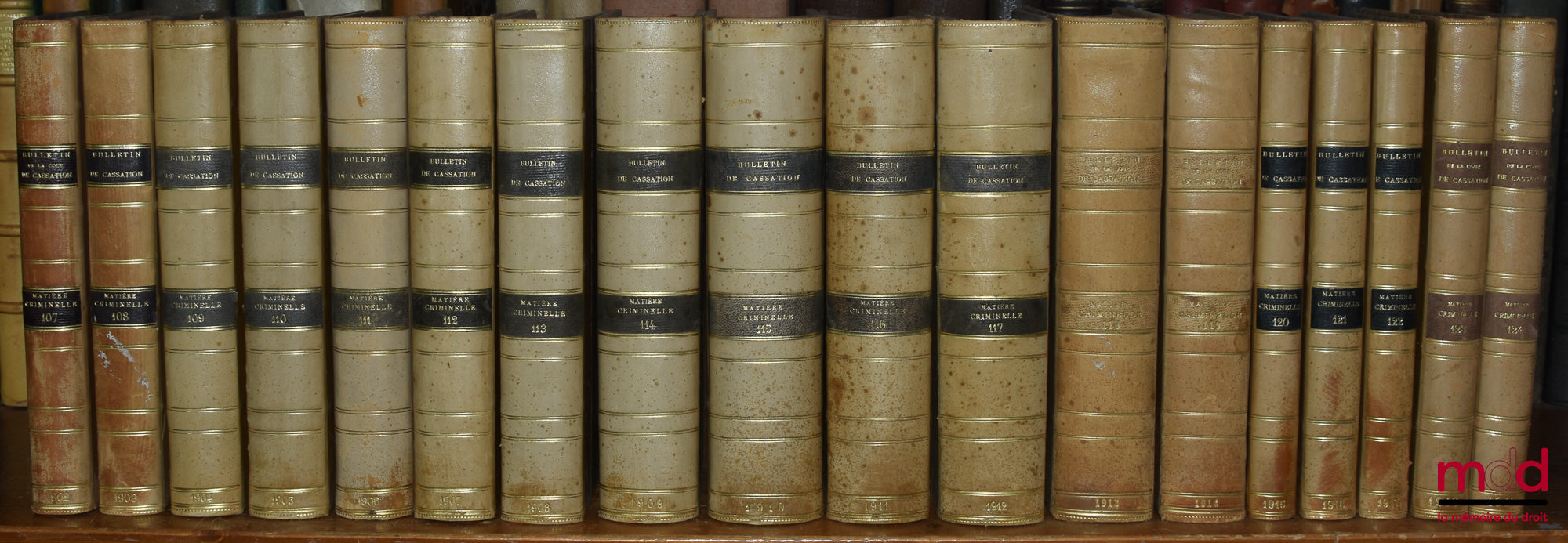 [Cour de Cassation] – BULLETIN DES ARRÊTS DE LA COUR DE CASSATION RENDUS EN MATIÈRE CRIMINELLE, de 1831 à 1936 [mq. 7 années] ; Tables 1798-1856 (1 vol.) ; 1857-1873 (2 vol.)