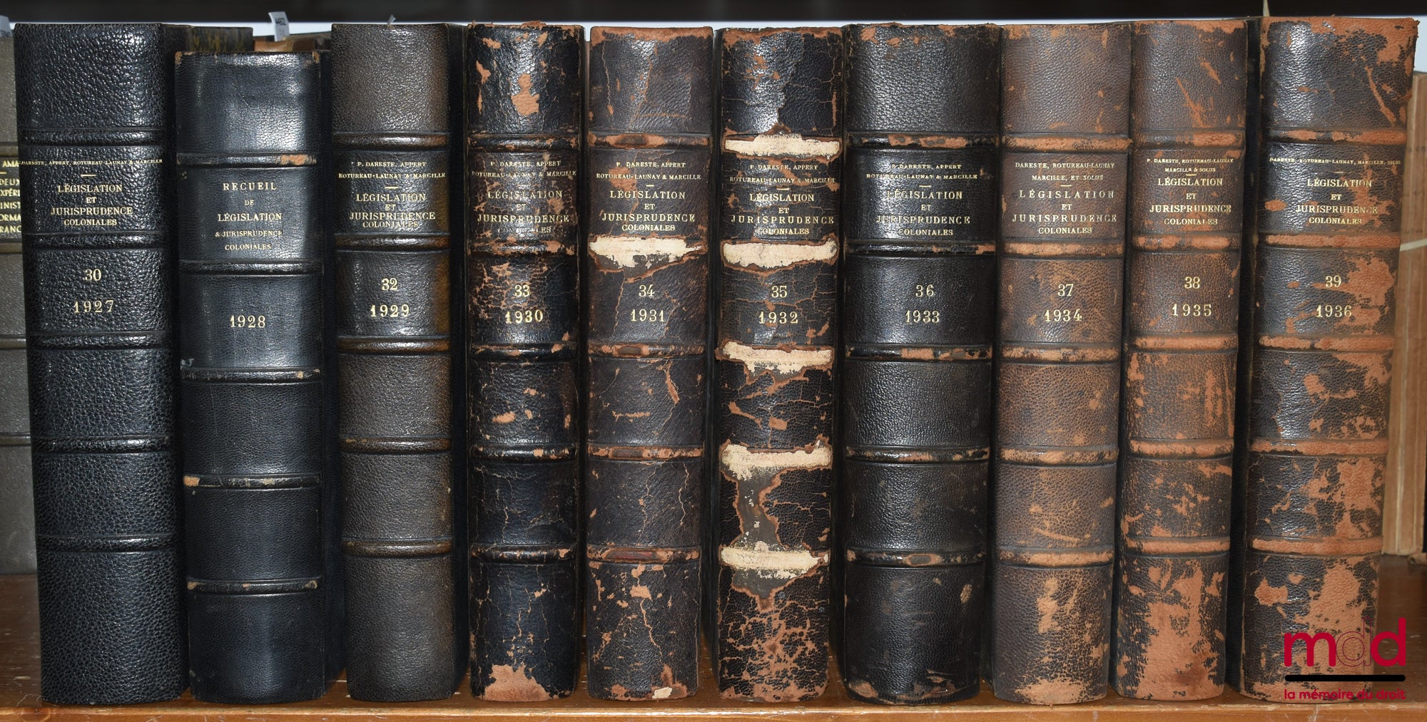 [Droit colonial] – RECUEIL DE LÉGISLATION, DE DOCTRINE ET DE JURISPRUDENCE COLONIALE dirigé par P. Dareste, G. Appert et Max. Legendre, de 1918 à 1936 [mq. 1920 et 1921]