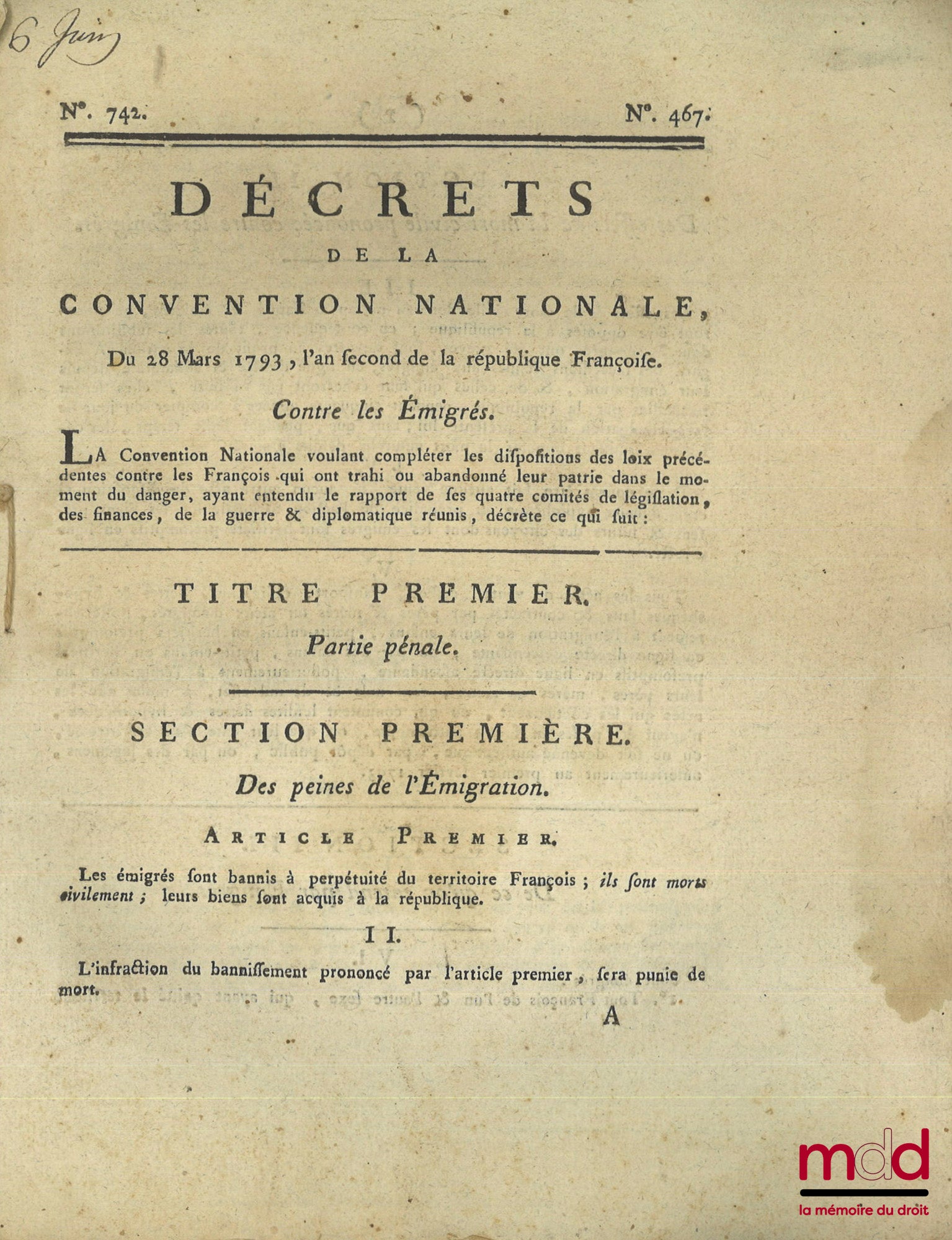 ENSEMBLE DE 30 BULLETINS DES LOIS, DÉCRETS ET PROCLAMATIONS : - Loi relative aux troubles survenus dans la ville de Douay, Paris, 19 mars 1791, (4 p.) ; - Loi qui détermine les cas où le Roi sera censé avoir abdiqué la Couronne, & pourra être poursuivi co