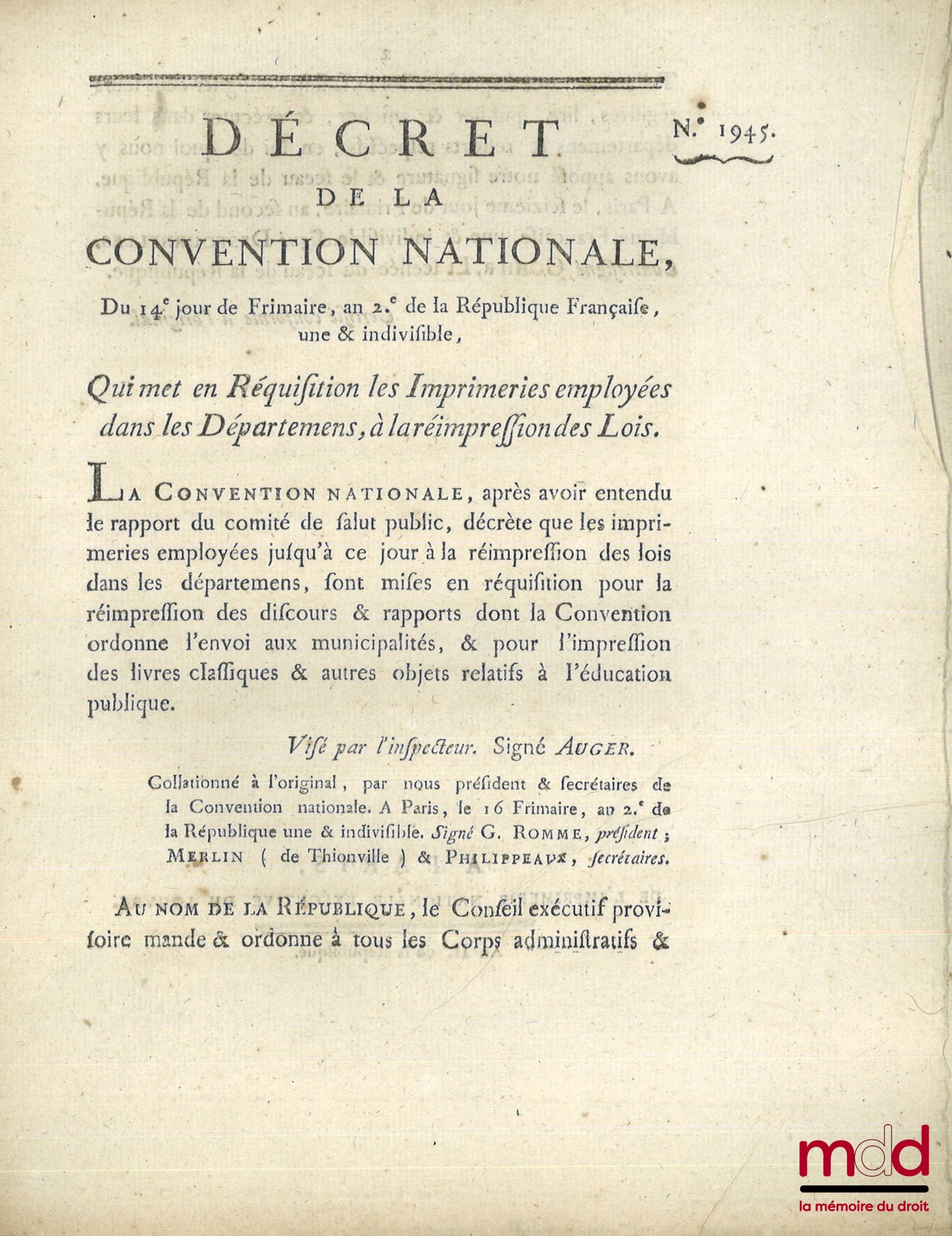 ENSEMBLE DE 30 BULLETINS DES LOIS, DÉCRETS ET PROCLAMATIONS : - Loi relative aux troubles survenus dans la ville de Douay, Paris, 19 mars 1791, (4 p.) ; - Loi qui détermine les cas où le Roi sera censé avoir abdiqué la Couronne, & pourra être poursuivi co