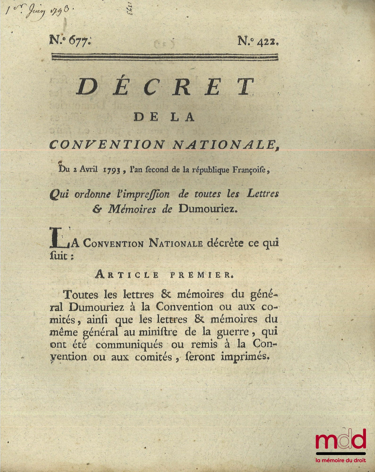 ENSEMBLE DE 30 BULLETINS DES LOIS, DÉCRETS ET PROCLAMATIONS : - Loi relative aux troubles survenus dans la ville de Douay, Paris, 19 mars 1791, (4 p.) ; - Loi qui détermine les cas où le Roi sera censé avoir abdiqué la Couronne, & pourra être poursuivi co