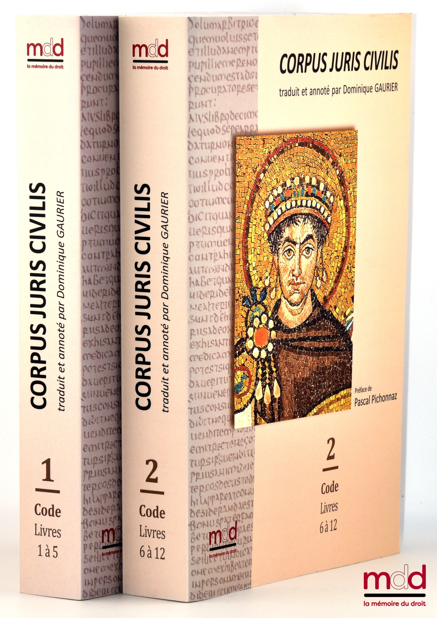 [Justinien] – CORPUS JURIS CIVILIS,  LE CODE  traduit et annoté par Dominique GAURIER,   Préfaces de Pascal Pichonnaz,   Tome 1 : Code, Livres 1 à 5 ; Tome 2 : Code, Livres 6 à 12 