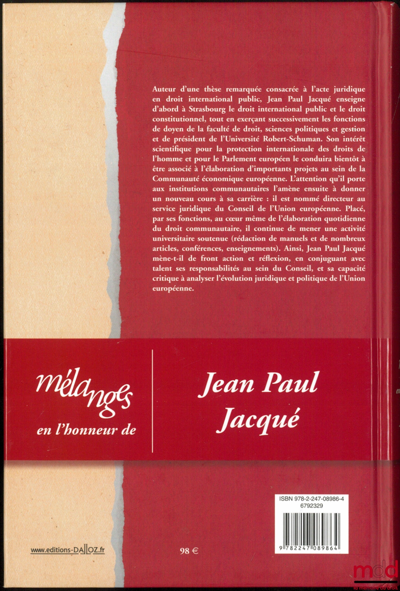 [Mélanges Jacqué] – CHEMINS D’EUROPE, Mélanges en l’honneur de Jean-Paul Jacqué