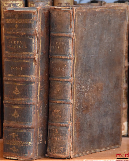 GOTHOFREDUS (Denis) – CORPUS JURIS CIVILIS IN IIII. PARTES DISTINCTUM : QUARUM PRIMA, DN. sacratissimi principis Justiniani. INSTITUTIONUM lib. iiii. DIGESTORUM SEU PANDECTARUM lib. l continentur. Que reliquis partibus includantur, auersa docebit pagina H