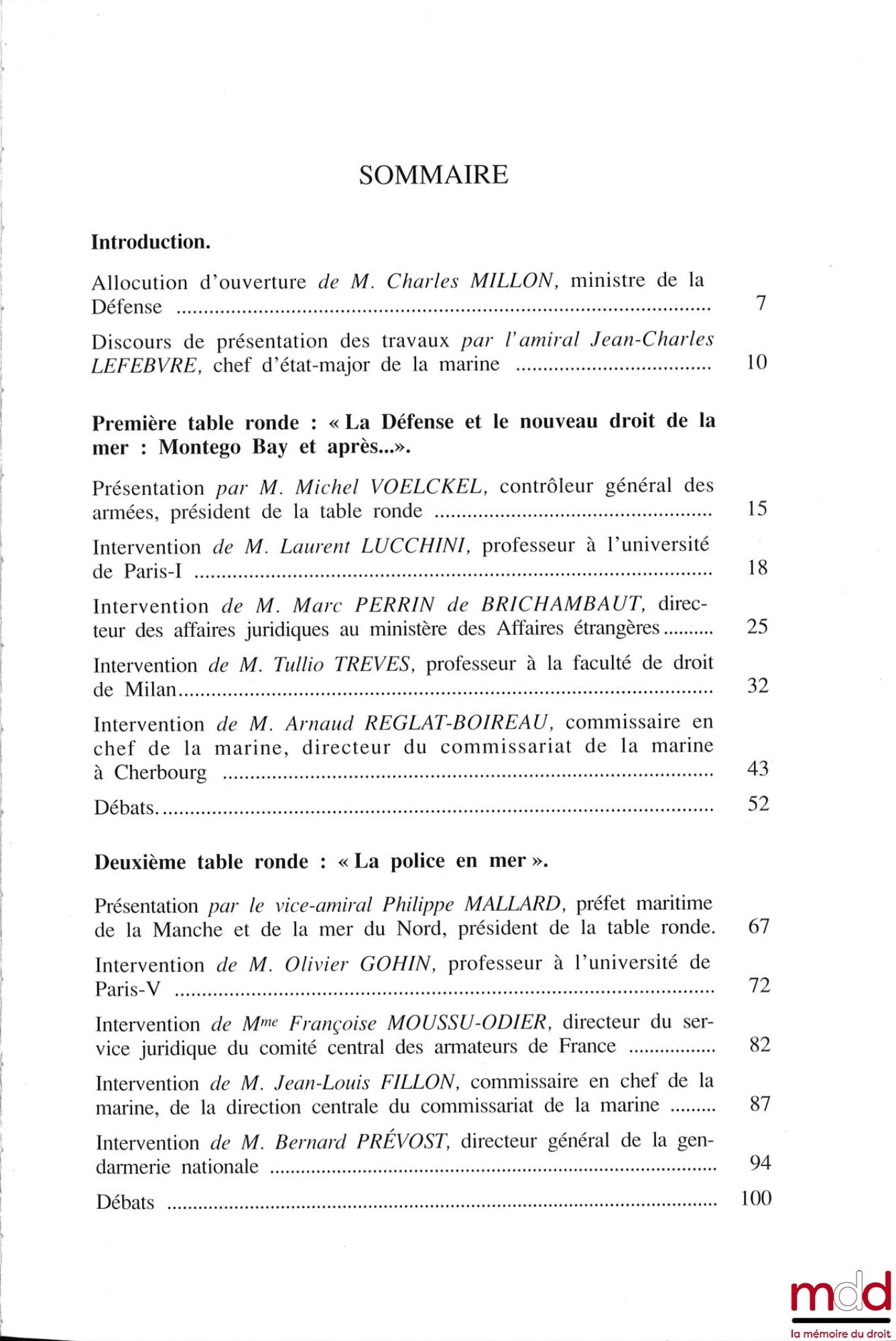 [Colloque] – DROITS MARITIMES ET DÉFENSE, Actes du colloque des 28 et 29 mars 1966