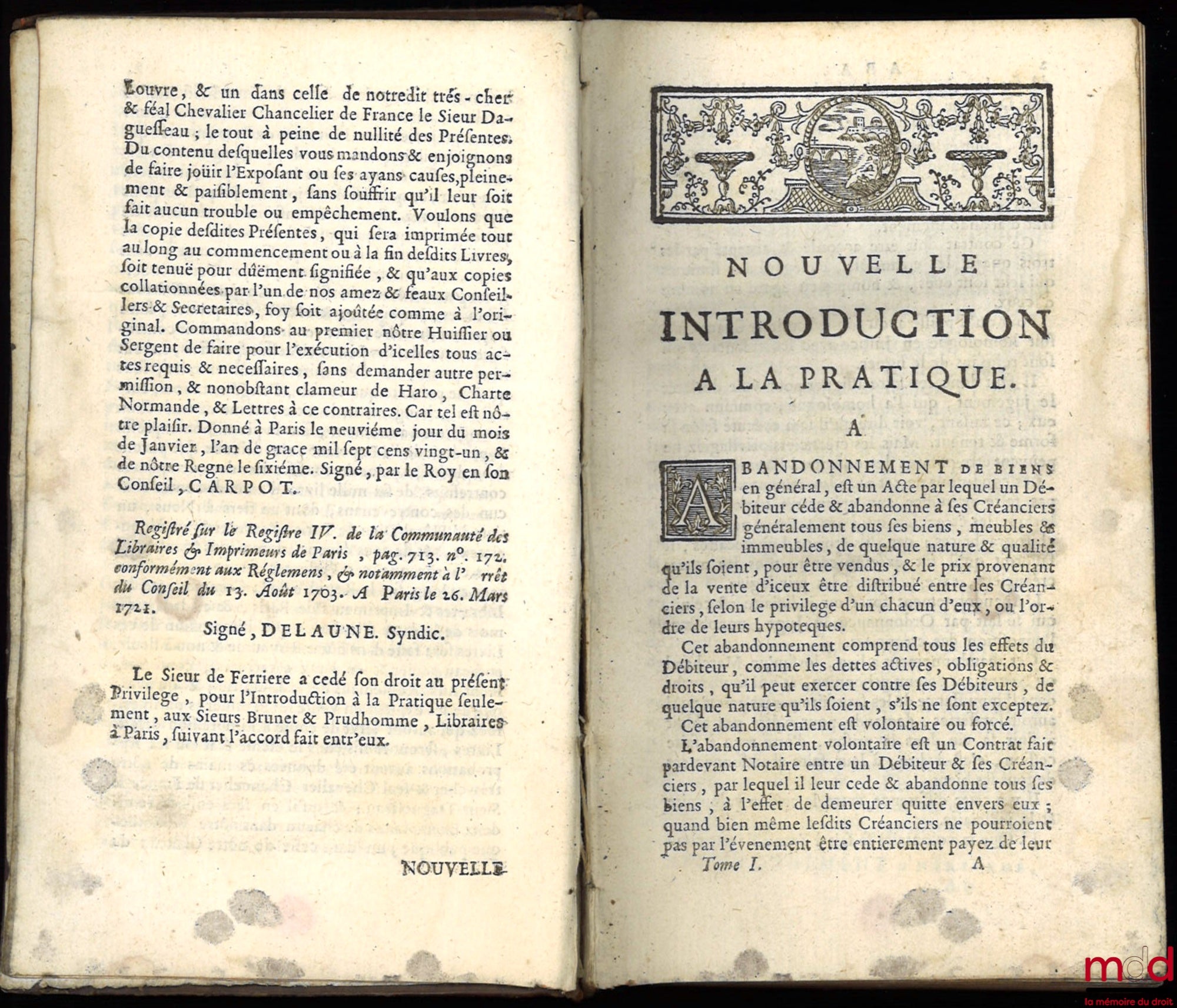 FERRIÈRE (Claude-Joseph de) – NOUVELLE INTRODUCTION À LA PRATIQUE, contenant l’Explication des principaux Termes de Pratique, de Droit et de Coutume avec les Jurisdictions de France, seconde éd. revue, corrigée et augmentée