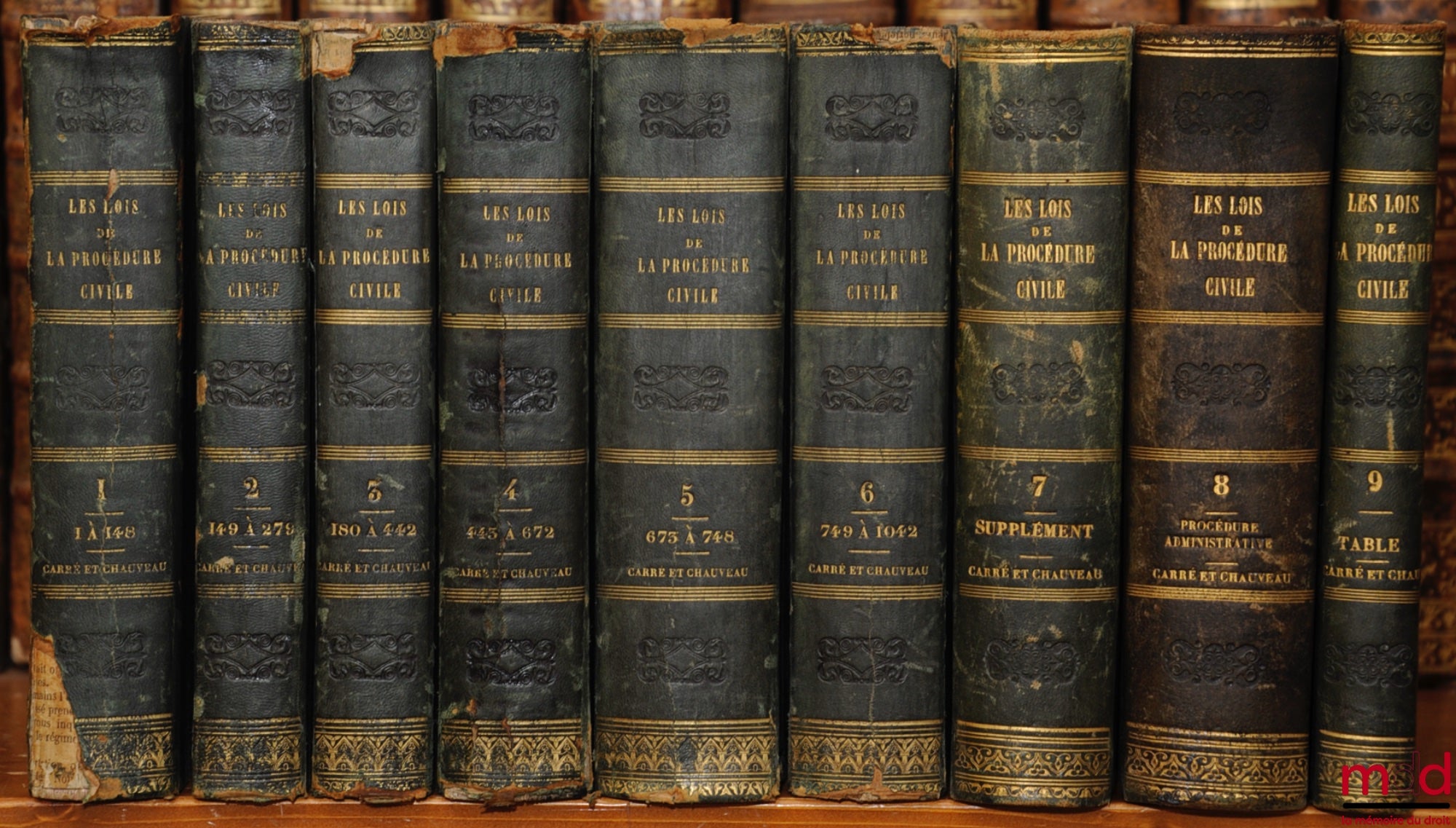 CARRÉ (Guillaume Louis Justin), CHAUVEAU (Adolphe) – LES LOIS DE LA PROCÉDURE CIVILE, ouvrage dans lequel l’auteur a refondu son analyse raisonnée, son traité et ses questions sur la procédure, 3e éd., dans laquelle ont été examinées et discutées : 1° les