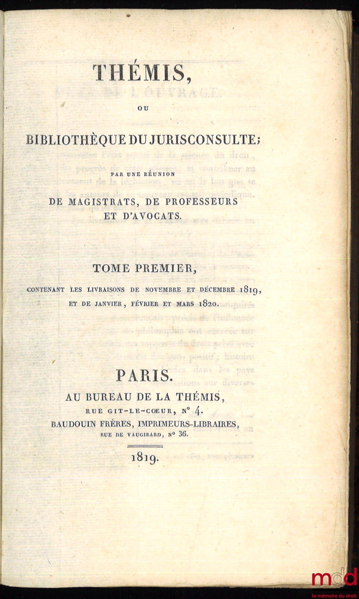 THÉMIS OU BIBLIOTHÈQUE DU JURISCONSULTE DE NOVEMBRE 1819 - 1831