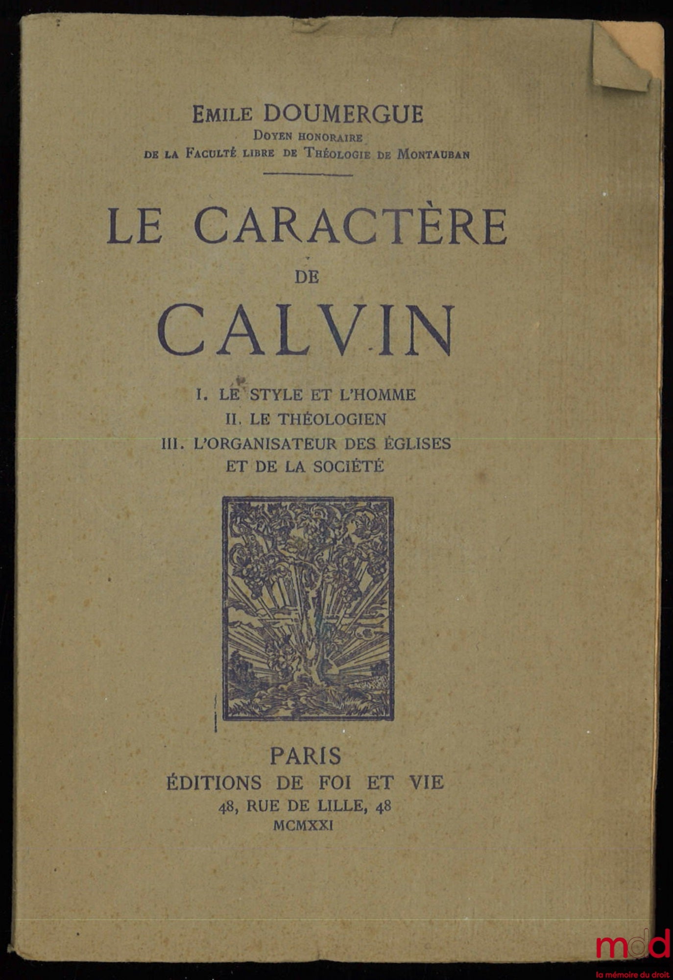 DOUMERGUE (Émile) – THE CHARACTER OF CALVIN
