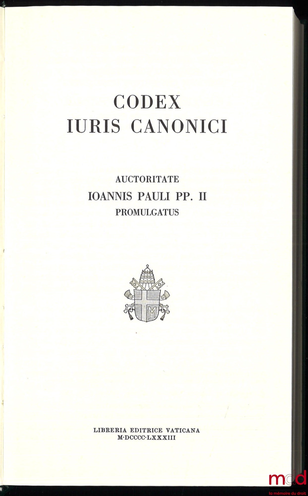 [Code] – CODEX IURIS CANONICI, auctoritate Ioanis Pauli PP. II Promulgatus