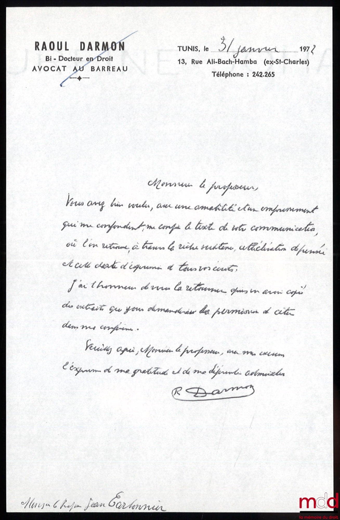 DARMON (Raoul) – CRIMINAL TUNISIA (Criminological Studies), Preface by H. Donnedieu de Vabres