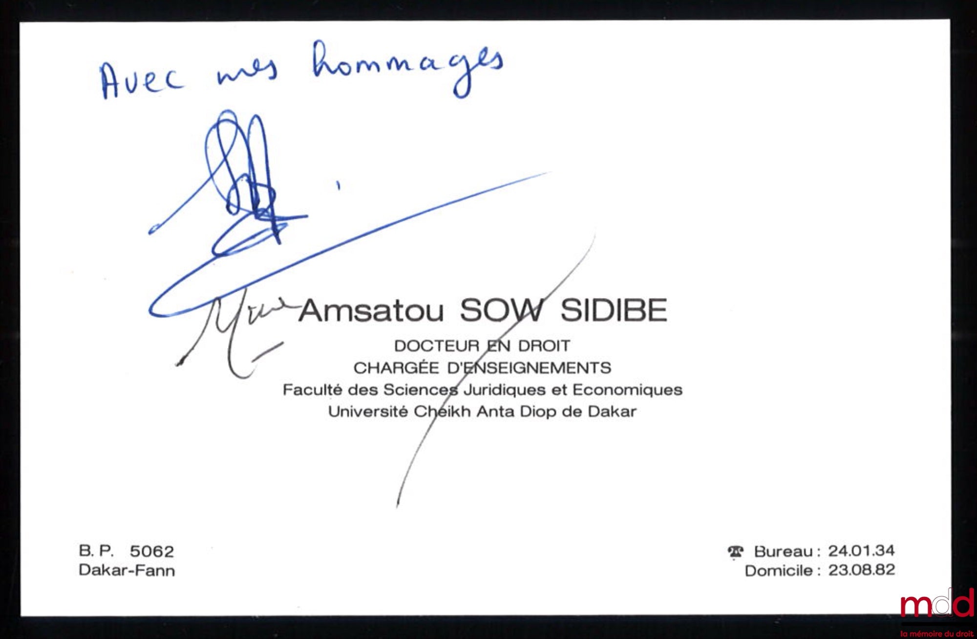 SOW SIDIBÉ (Amsatou) – LE PLURALISME JURIDIQUE EN AFRIQUE (L’exemple du droit successoral sénégalais), Préface d’Abdou Diouf, Avant-propos de Jacques Foyer, Bibl. africaine et malgache, t. L