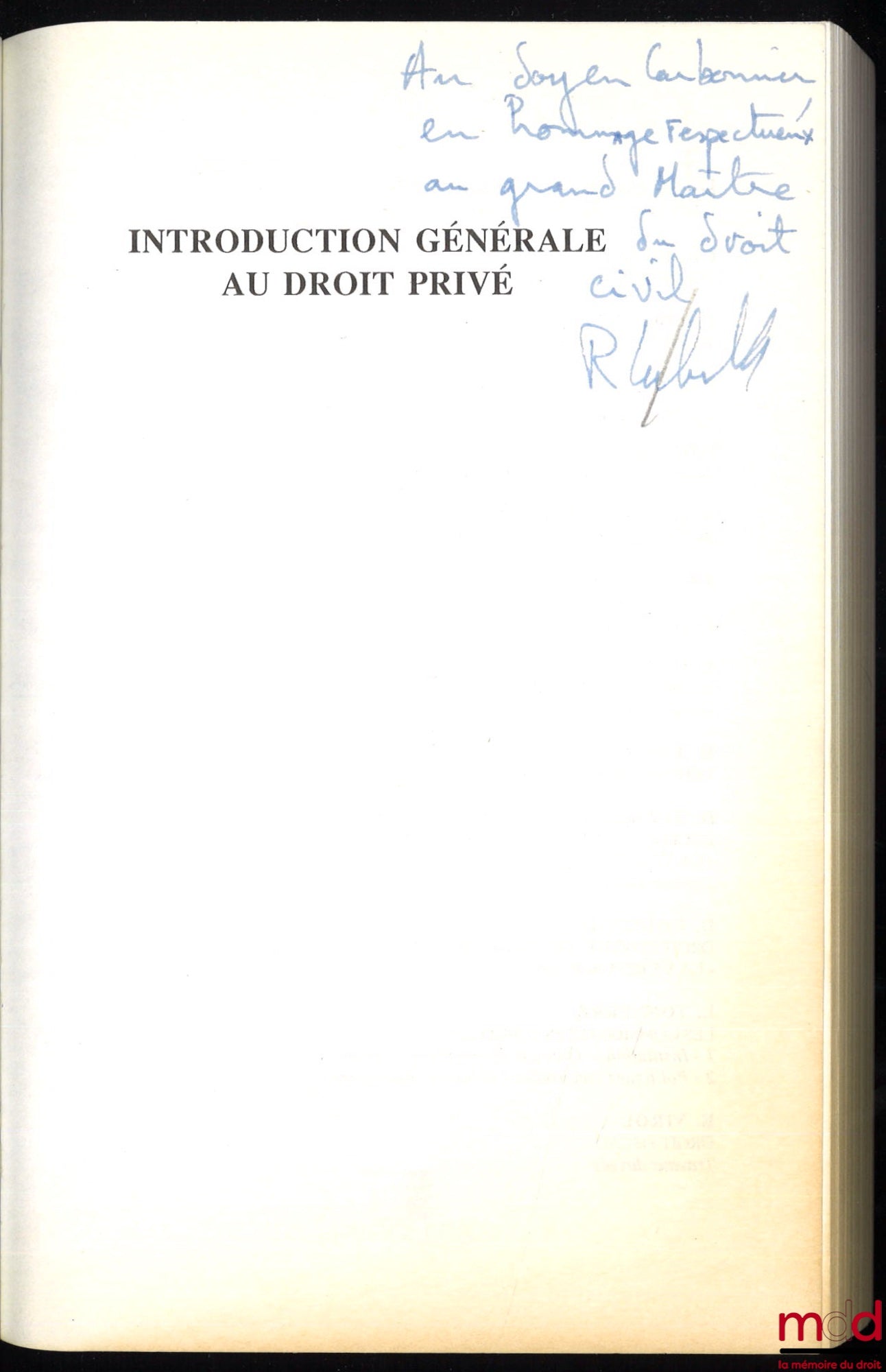 CABRILLAC (Rémy) – INTRODUCTION GÉNÉRALE AU DROIT PRIVÉ, coll. Droit