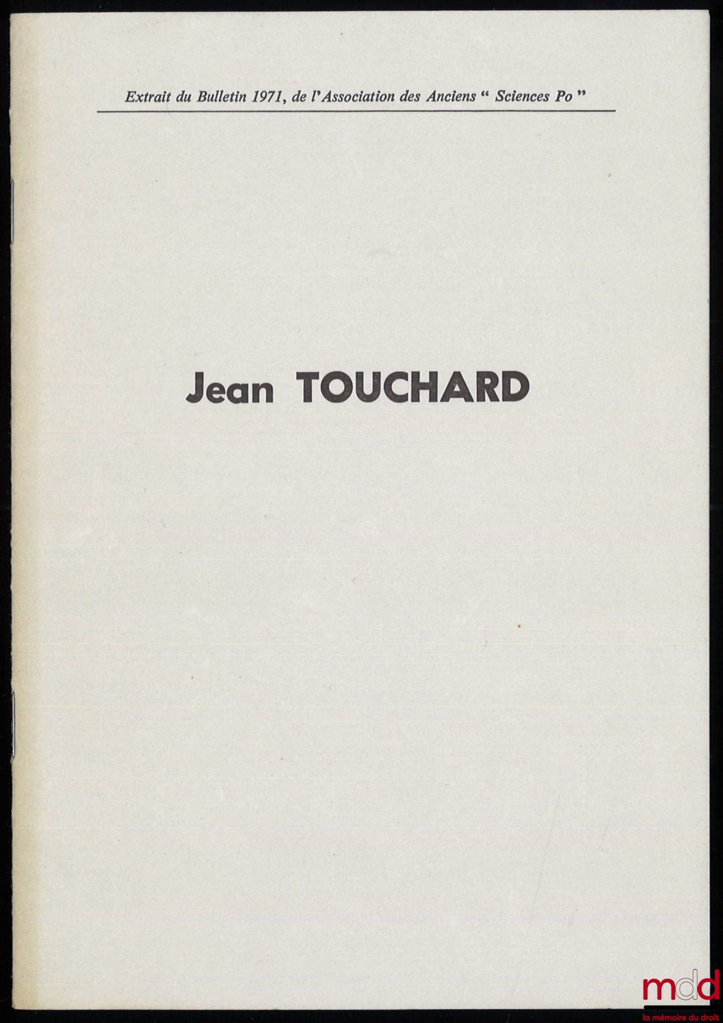 CHAPSAL (Jacques) – JEAN TOUCHARD