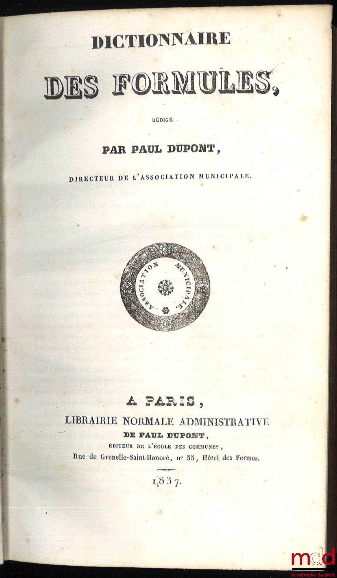 DUPONT (Paul) – DICTIONARY OF FORMULAS