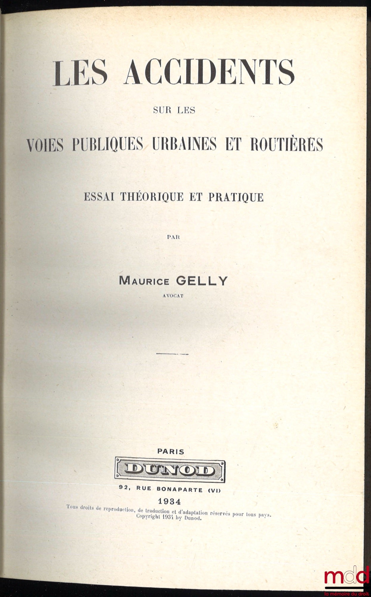 GELLY (Mauritius) – ACCIDENTS ON URBAN AND ROAD PUBLIC ROADS, Theoretical and practical essay