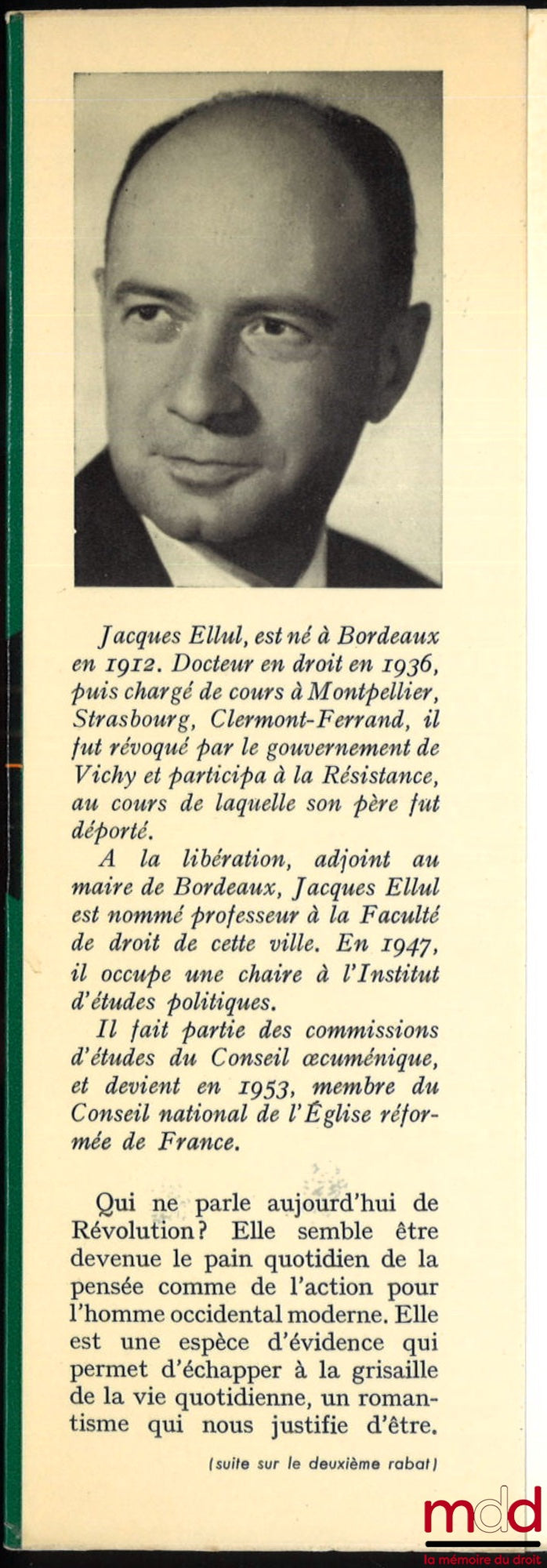 ELLUL (Jacques) – AUTOPSIE DE LA RÉVOLUTION, coll. « Liberté de l’esprit »