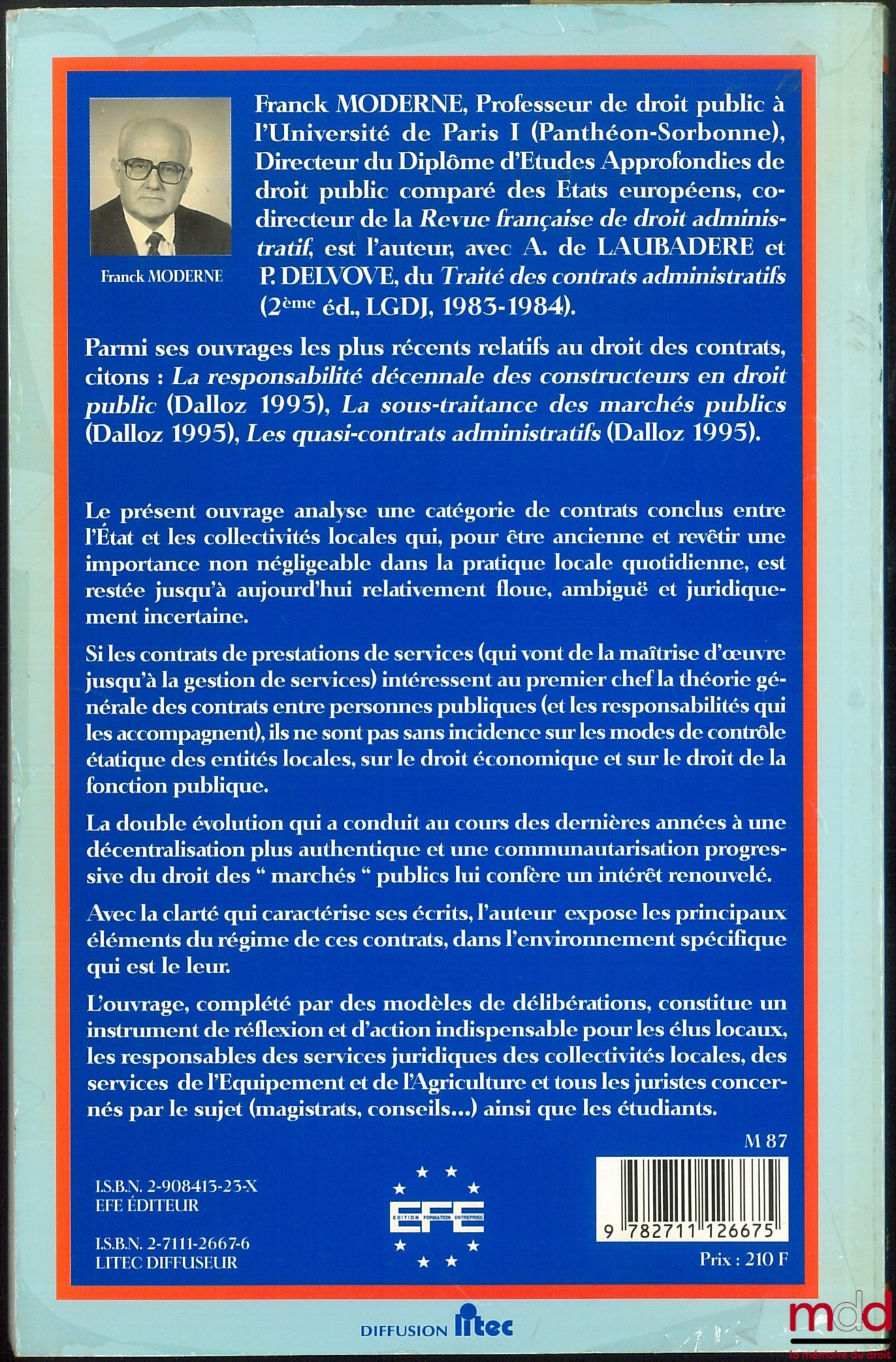 MODERNE (Franck) – LES CONVENTIONS DE PRESTATIONS DE SERVICES ENTRE L’ÉTAT ET LES COLLECTIVITÉS LOCALES