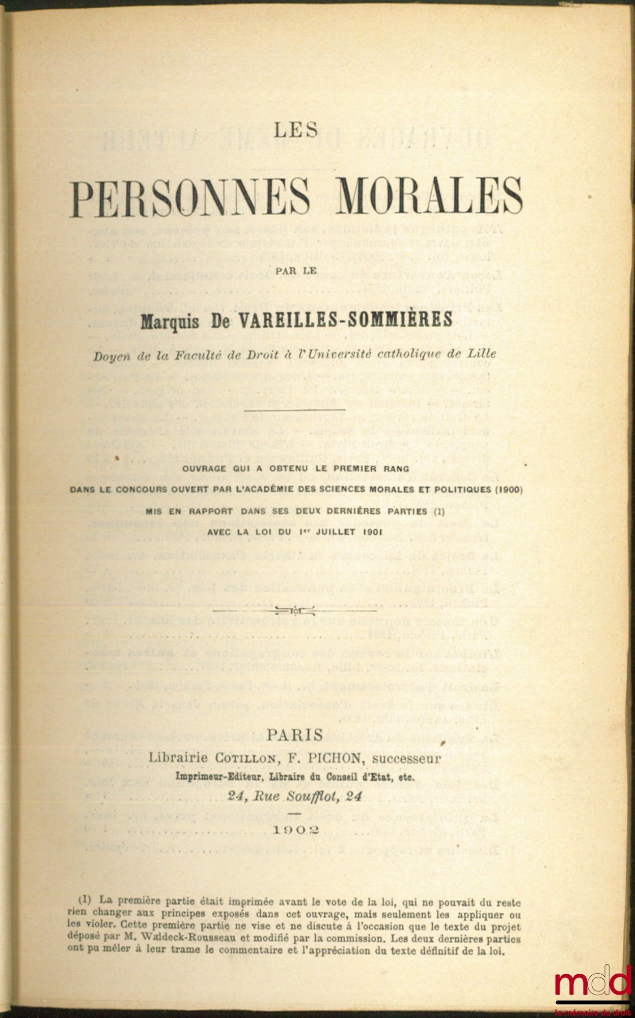 VAREILLES-SOMMIÈRES (Marie-Gabriel-André de la Broüe, Viscount of) – LEGAL ENTITIES