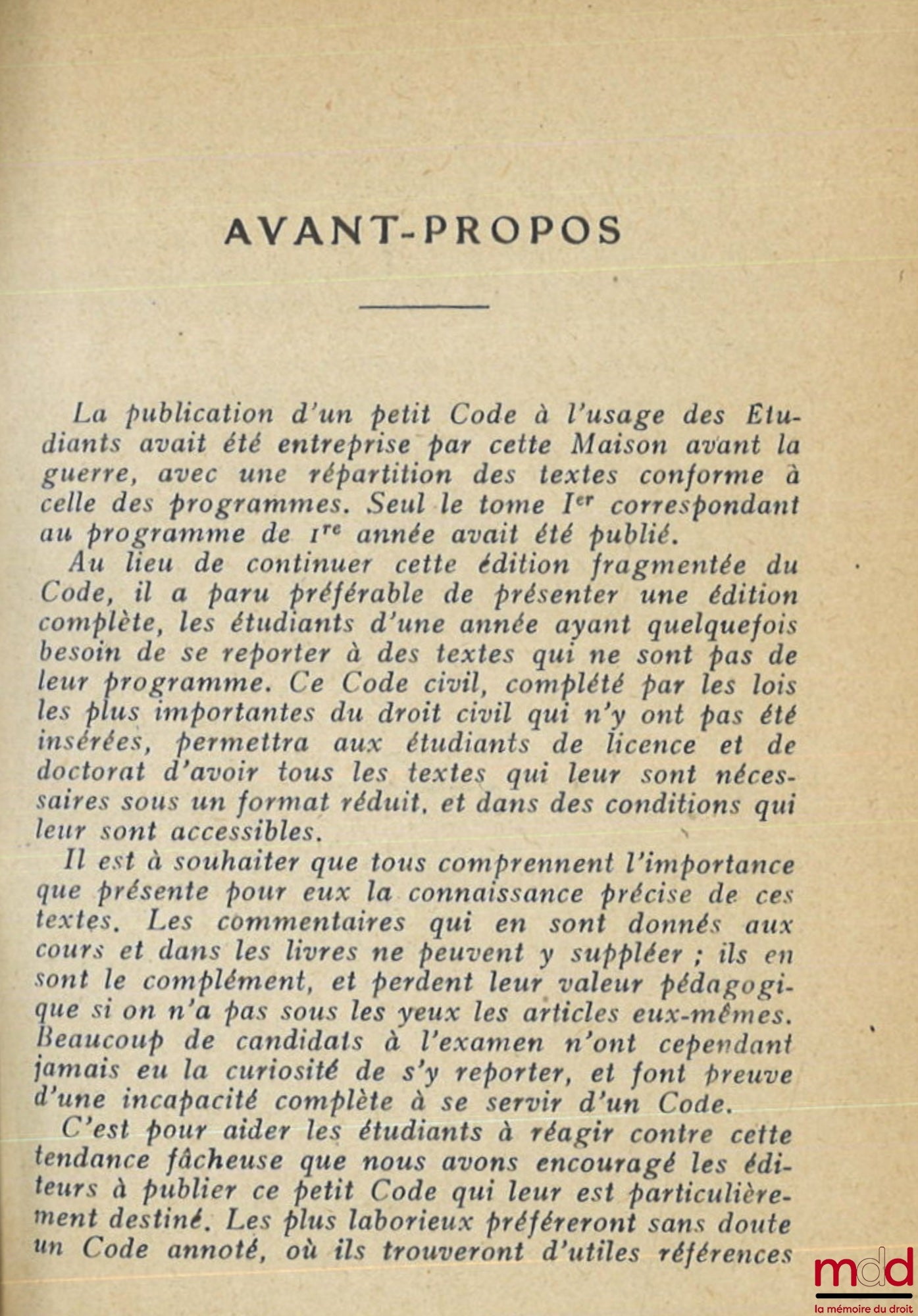 [Code civil] – CODE CIVIL et principaux textes complémentaires, Avant-propos de M. André Rouast, nouvelle éd. mise à jour par René Roblot