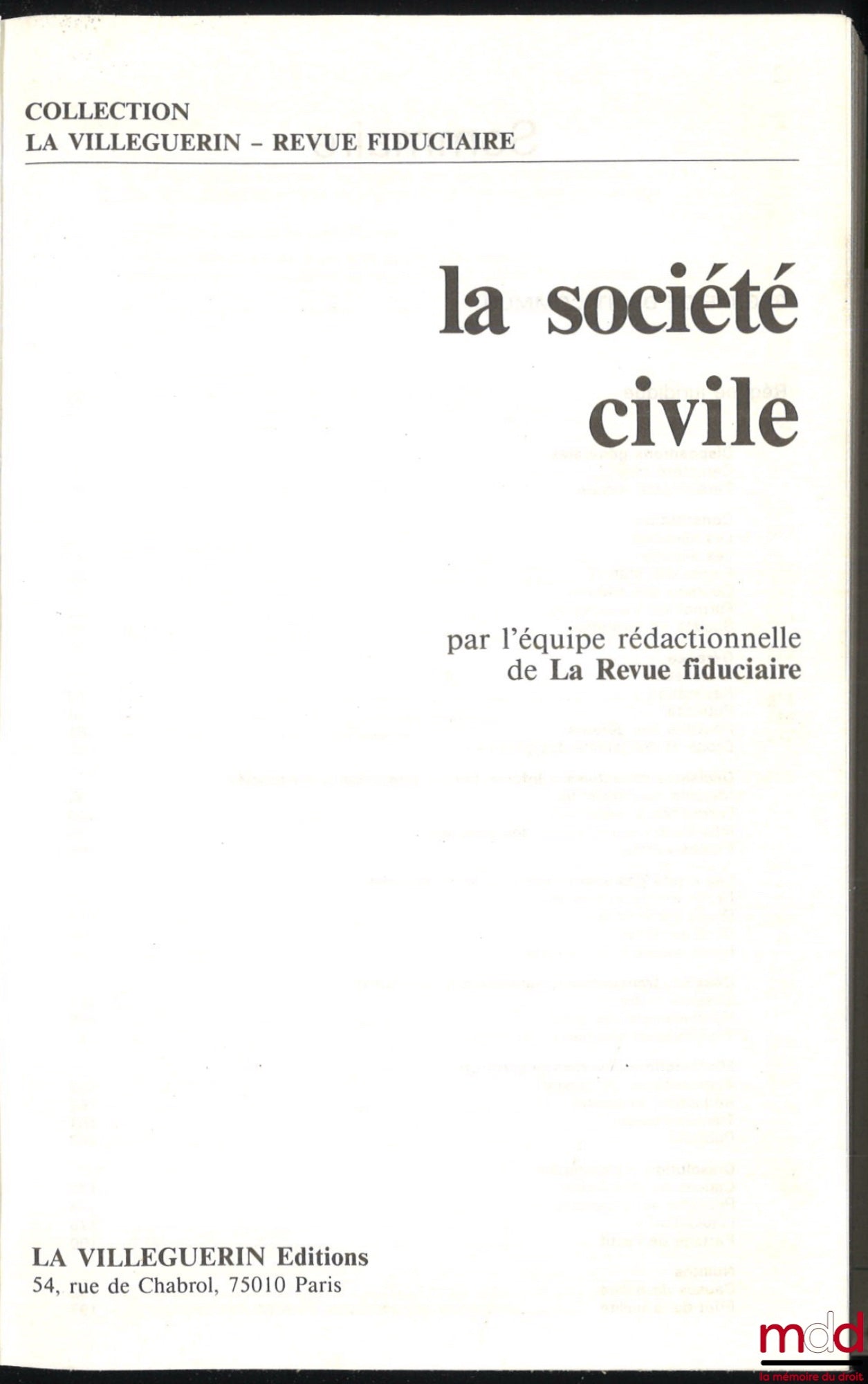 [Collectif] – LES SOCIÉTÉS CIVILES, coll. La Villeguérin - La Revue fiduciaire