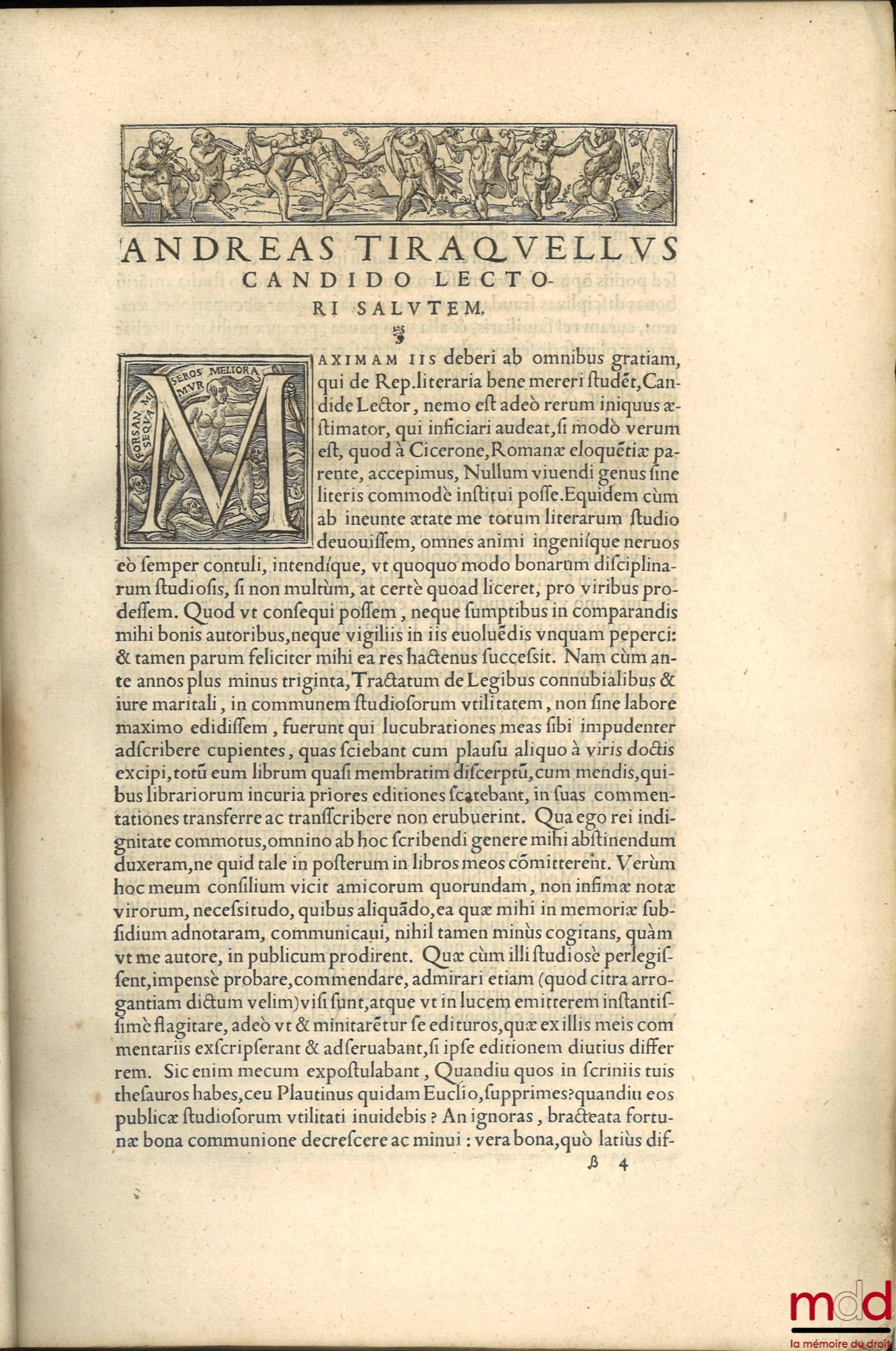 TIRAQUELLI (Andreæ) [TIRAQUEAU (André)] – REGII IN CURIA PARISIENSI SENATORIS, EX COMEMENTARIIS IN PICTONUM CONSUETUDINES, SECTIO, DE LEGIBUS CONNUBIALIBUS, ET IURE MARITALI, Quinta hac, eademq postrema editione, ab autore ipso diligentissimè recognita, t