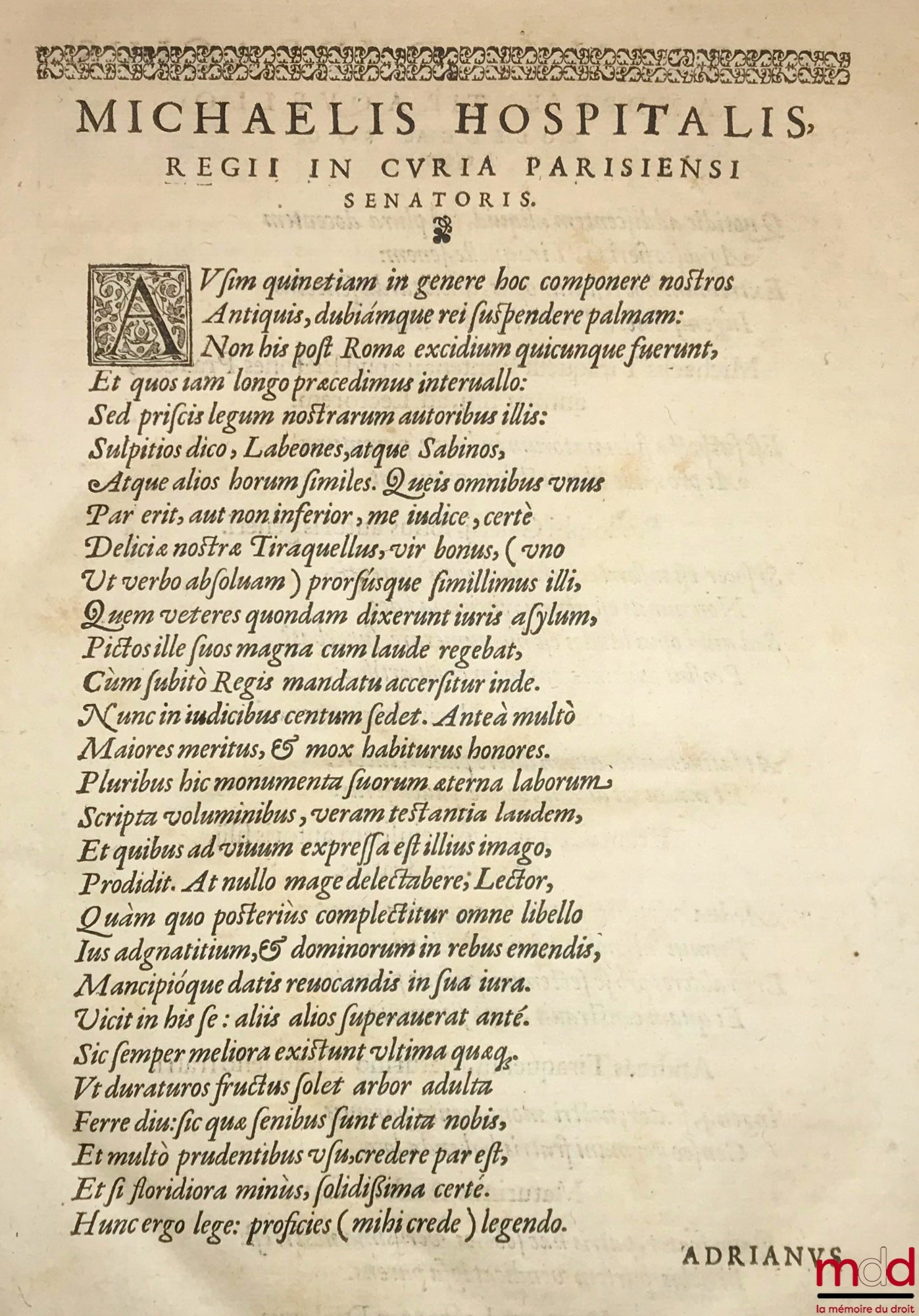 TIRAQUELLI (Andreæ) [TIRAQUEAU (André)] – REGII IN CURIA PARISIENSI SENATORIS. t. I : DIGNISSIMI, OPERA OMNIA, Quæ hactenus extant, Septem Tomis distincta : quorum hic Primus continet libros, DE NOBILITATE, ET IURE PRIMIGENIORUM, IAM DENVO RECUSA, ET A PL
