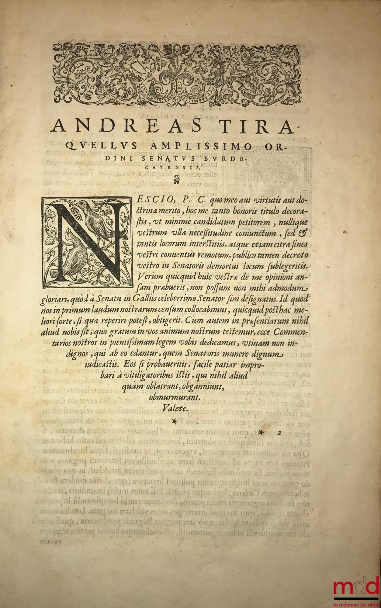 TIRAQUELLI (Andreæ) [TIRAQUEAU (André)] – REGII IN CURIA PARISIENSI SENATORIS COMMENTARII IN L. SI UNQUAM. C. DE REVOC. DONAT., Postrema hac editione felicius, quàm antea renati, accuratissiméq; repugnati. In quibus praeter propriam ac peculiarem eius I.