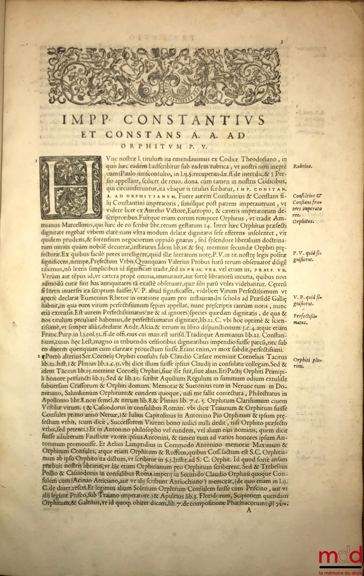 TIRAQUELLI (Andreæ) [TIRAQUEAU (André)] – REGII IN CURIA PARISIENSI SENATORIS COMMENTARII IN L. SI UNQUAM. C. DE REVOC. DONAT., Postrema hac editione felicius, quàm antea renati, accuratissiméq; repugnati. In quibus praeter propriam ac peculiarem eius I.