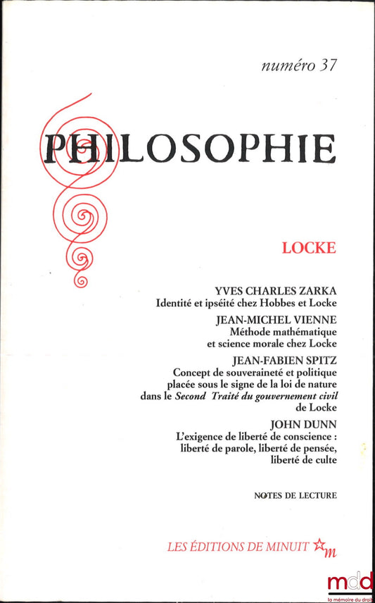 [Locke] – PHILOSOPHIE. LOCKE, revue trimestrielle n° 37, hiver 1993