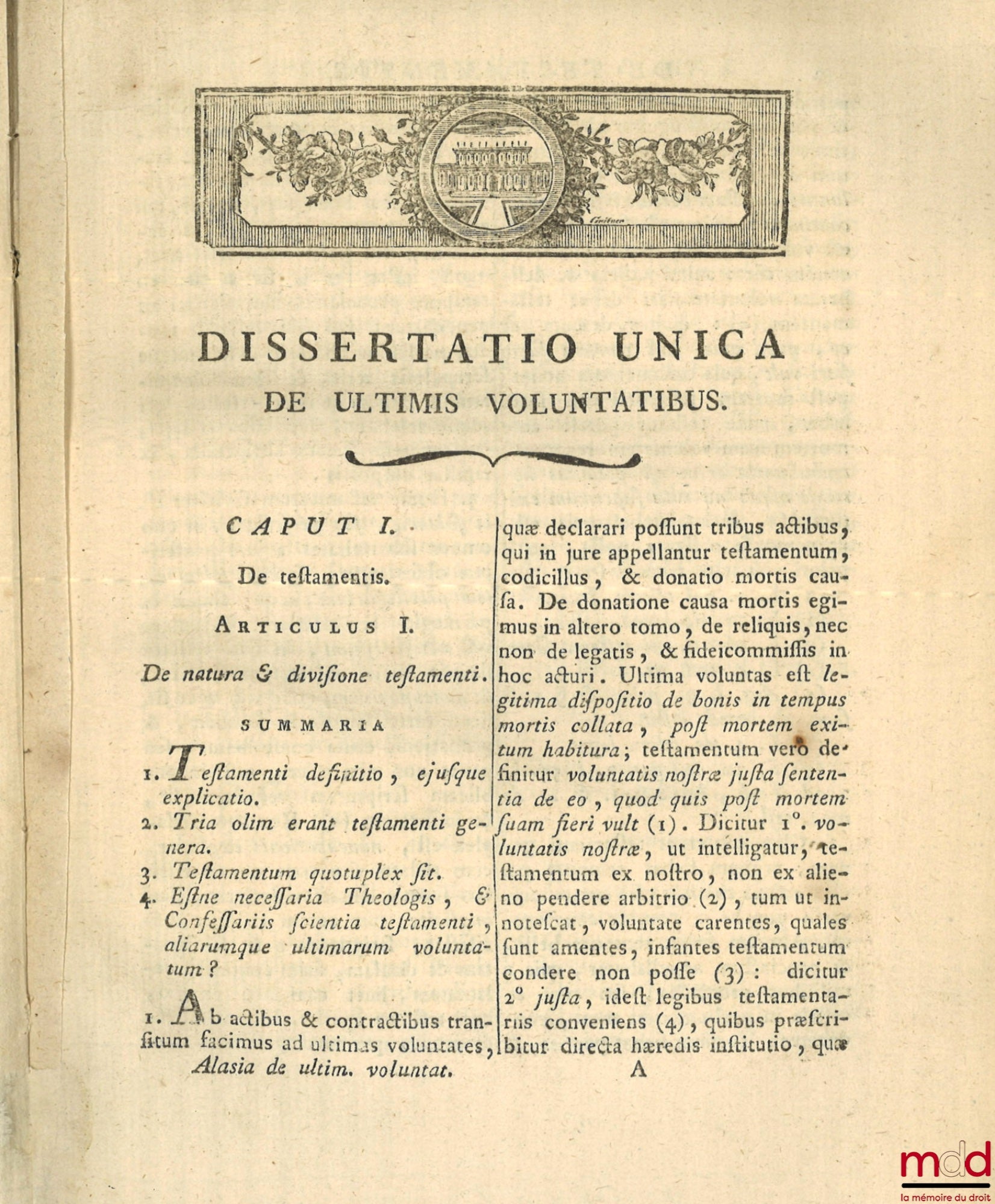 [ALASIA (Giuseppe Antonio)] – COMMENTARIUS DE ULTIMIS VOLUNTATIBUS AD EMINENTISSIMUM D. D. VICTORIUM CAJETANUM S. R. E. PRESBYTERUM CARDINALEM COSTA ARCHIEPISCOPUM TAURINENSEM ET MAGNUM S. R. M. ELEEMOSYNARIUM.