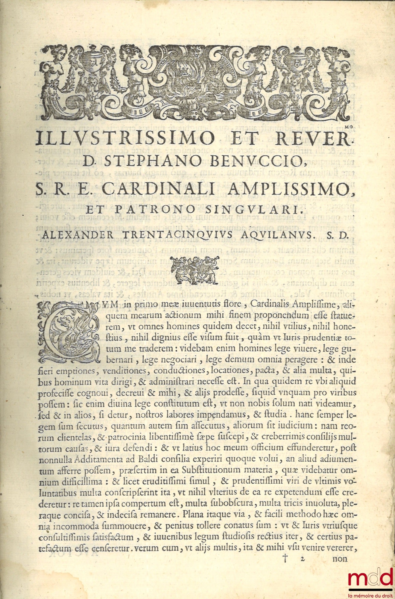 TRENTACINQUII (Alexandri) [Trentacinque (Alessandro)] – Alexandri Trentacinquii, I.C. praeclarissimi, patricii Aquilani, De substitutionibus tractatus, Hanc ultimarum voluntatum præcipuam materiam, aliarumq[ue]; omnium in iure difficillimam distinctè & or
