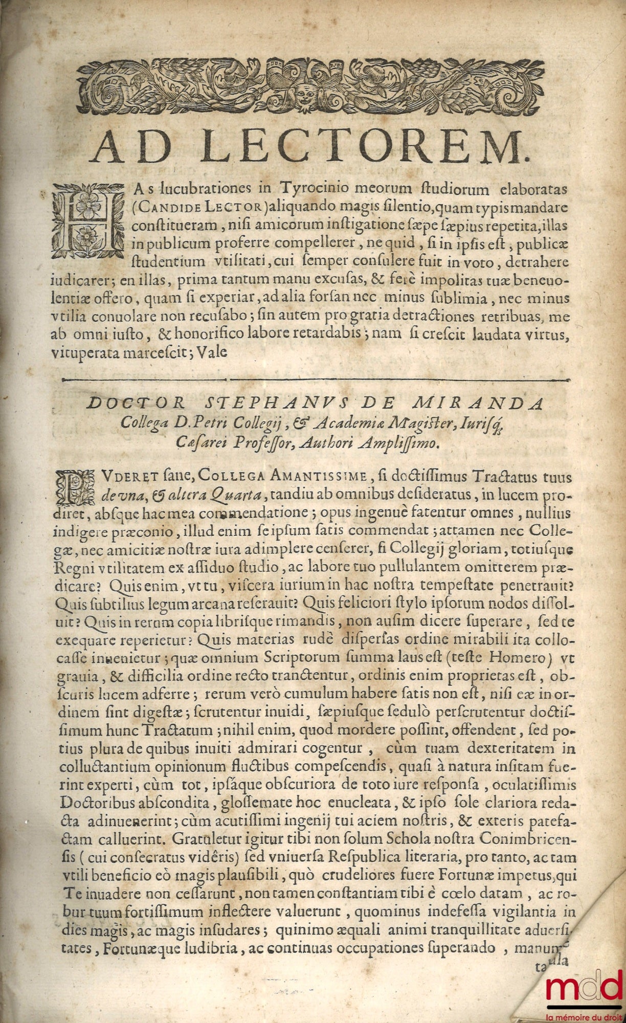 CARVALHO (Ioannis de) [CARVALHO (Joannes)] – NOVUS ET METHODICUS TRACTATUS DE UNA ET ALTERA QUARTA DEDUCENDA VEL NON LEGITIMA, FALCIDIA, ET TREBELLIANICA, Ad cap. Raynaldus, de Testamentis, In quatuor partes divisus. In quo elucidatur universa materia suc