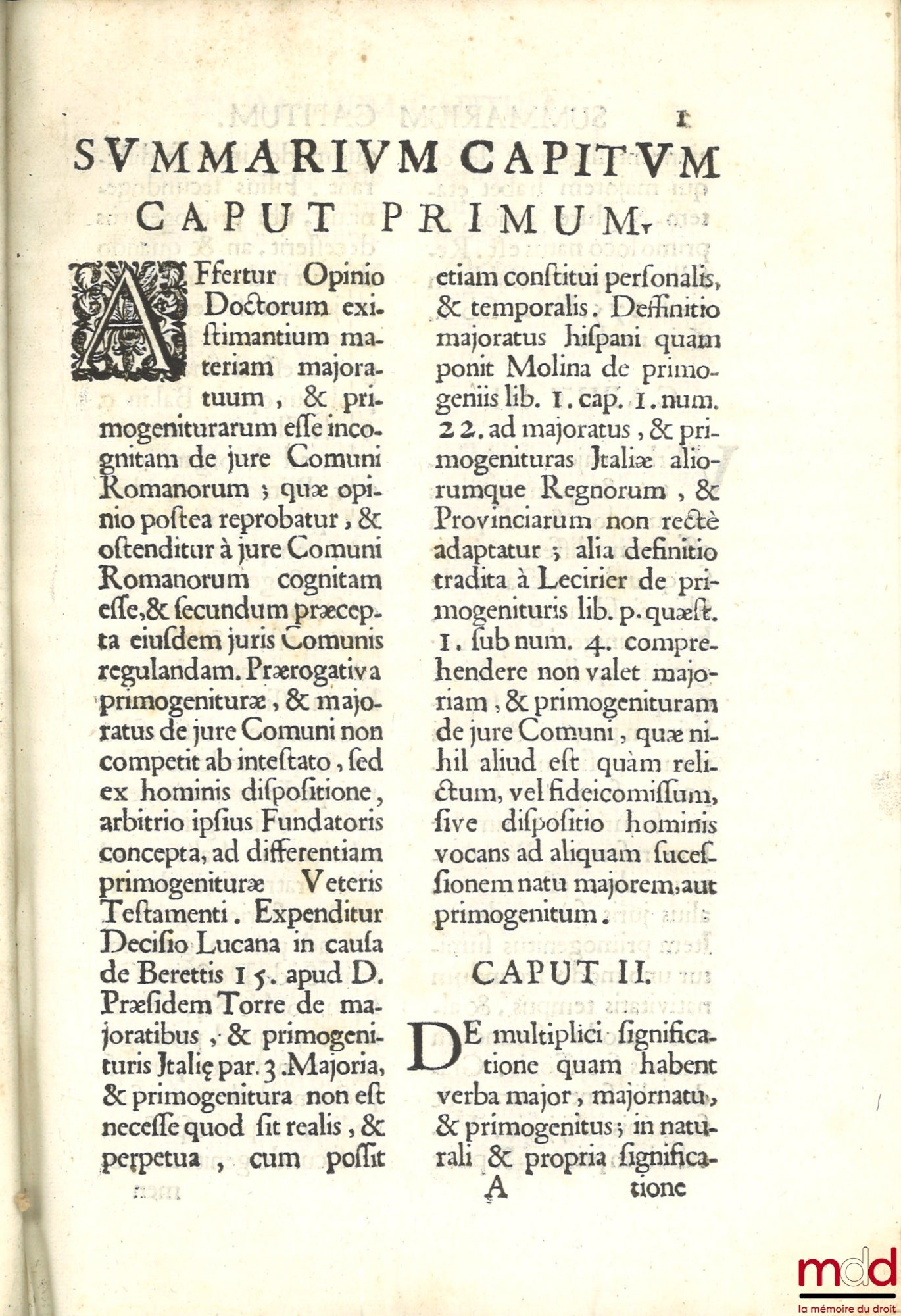 BOTTINO (Josepho) [BOTTINI (Giuseppe)] – De maiorenatu maiore, et primogenito maioratu, et primogenio naturæ, iuris, facti regulari, saltuario, et mixto secundum prÆcepta juris communis Romanorum