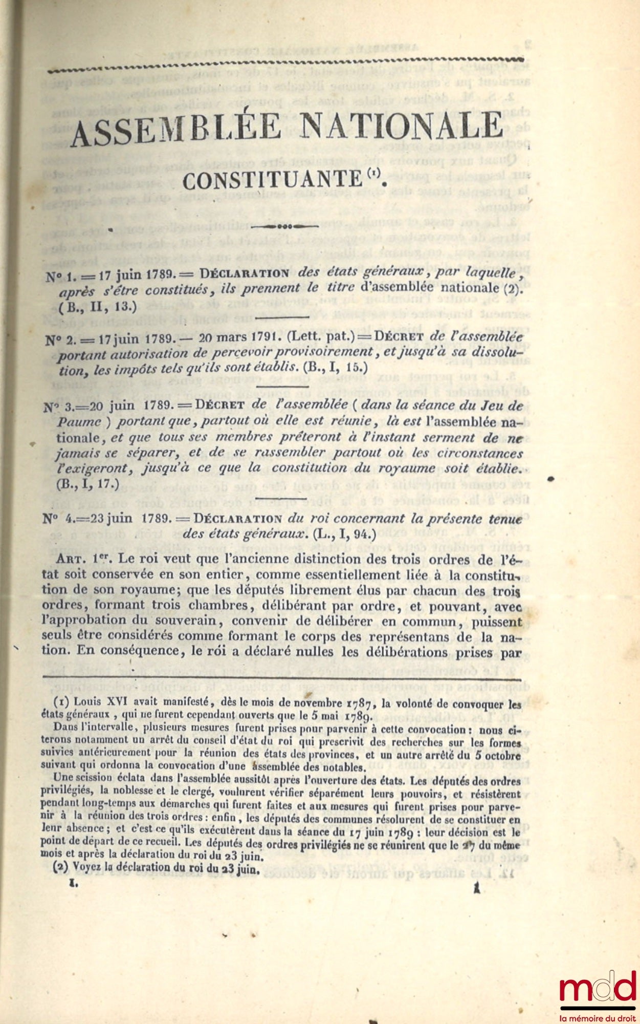 [BARROT (Odilon), VATIMESNIL, YMBERT] – RECUEIL GÉNÉRAL ANNOTÉ DES LOIS, DÉCRETS, ORDONNANCES, ETC., ETC., depuis le mois de juin 1789 jusqu’au mois d’août 1830 ; avec des notices par MM. ODILON BARROT, VATIMESNIL, YMBERT ; publié par les rédacteurs du Jo