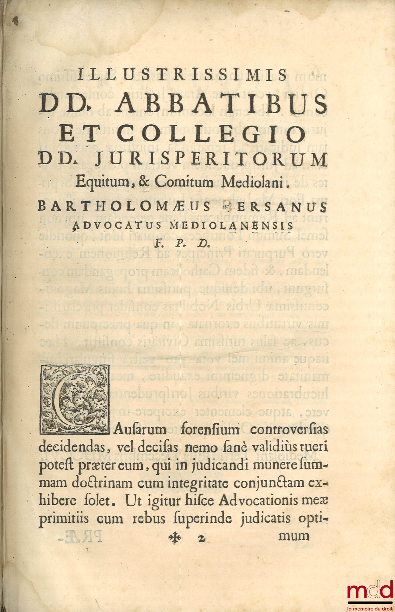BERSANO (Bartholomæo) [BERSANO (Bartolommeo)] – DE ULTIMIS VOLUNTATIBUS, SUCCESSIONIBUS STATUTARIIS, ET VARIIS CONTRACTIBUS QUÆSTIONES SINGULARES, Selectæ ex variis Responsis per eumdem Authorem in Foro editis cum Rebus judicatis