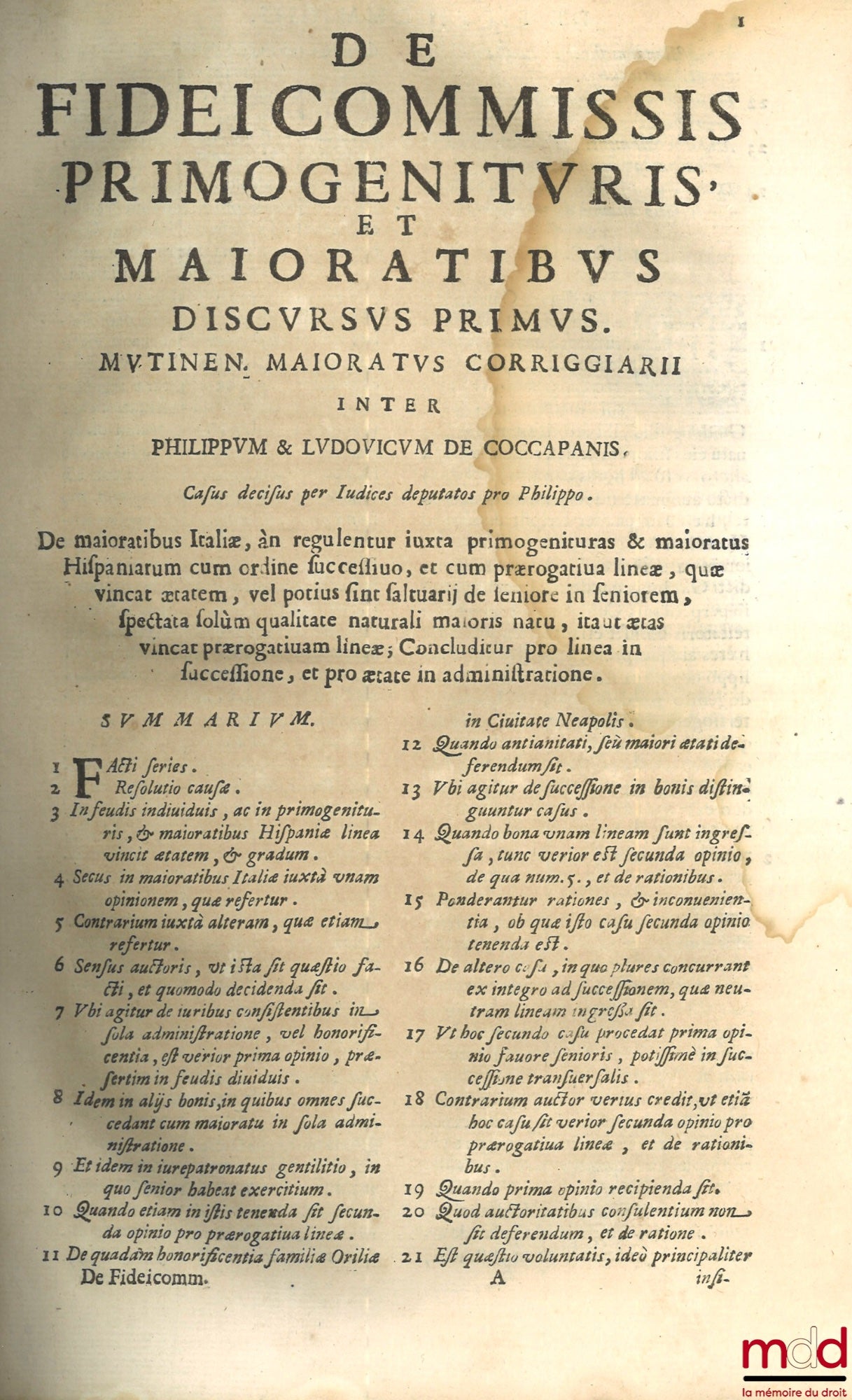DE LUCA (Jo Baptistæ) [DE LUCA (Giovanni Battista, Cardinal de) / DE LUCA (Jean-Baptiste de)] – THEATRUM VERITATIS, ET JUSTITIÆ, SIVE DECISIVI DISCURSUS Ad veritatem editi in forensibus controversiis Canonicis & Civilibus, in quibus in Urbe Advocatus, pro