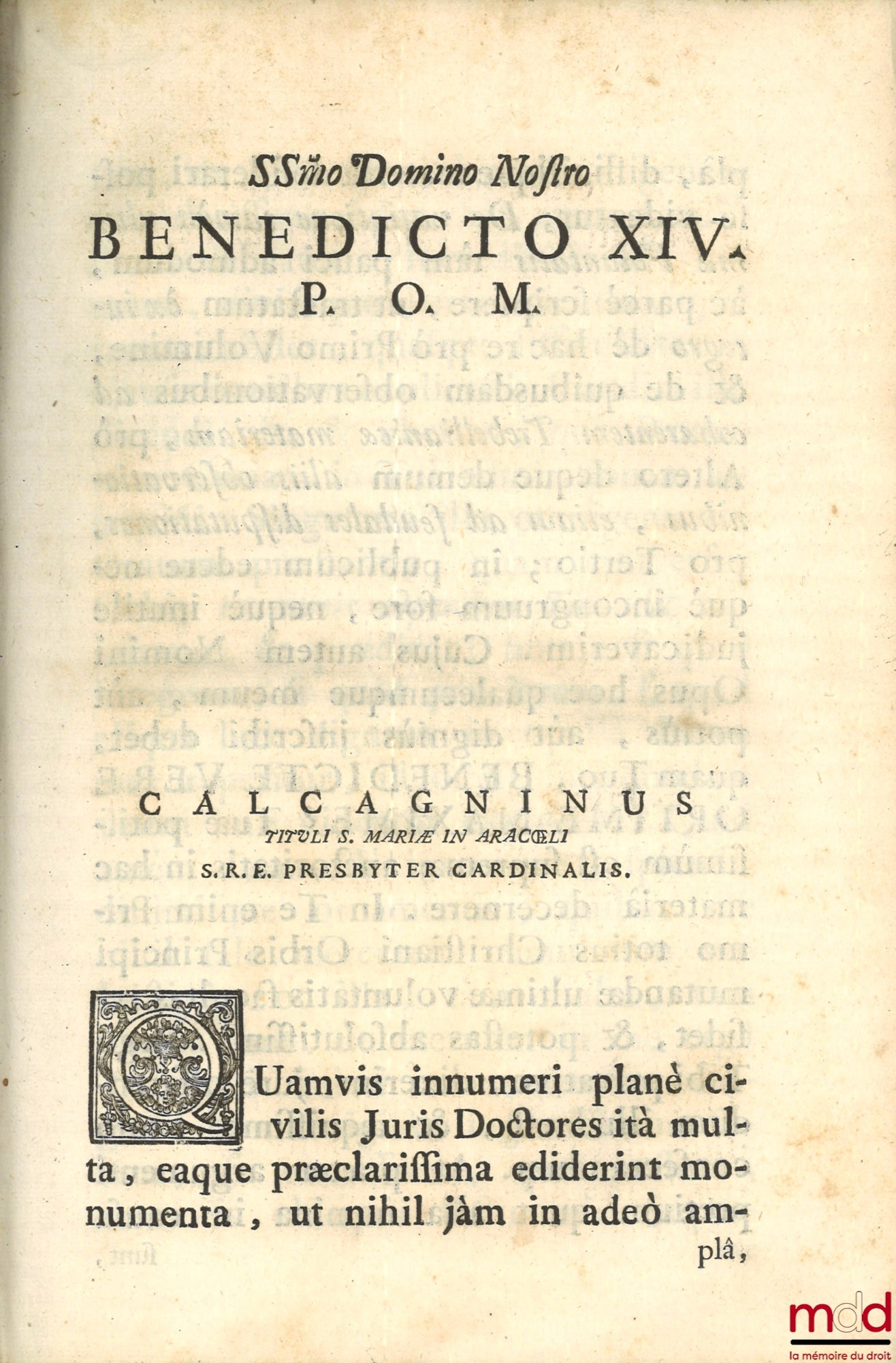 CALCAGNINI (Caroli Leopoldi) [CALCAGNINI (Carlo Leopoldo)] – CAROLI LEOPOLDI CALCAGNINI PATRITII FERRARIENSIS S.R.E. CARDINALIS. De Variatione ultimæ Voluntatis. Trebellianica. Variisque, etiam ad Feudalem materiam, Observationibus. OPUS IN TRES TOMOS DIS