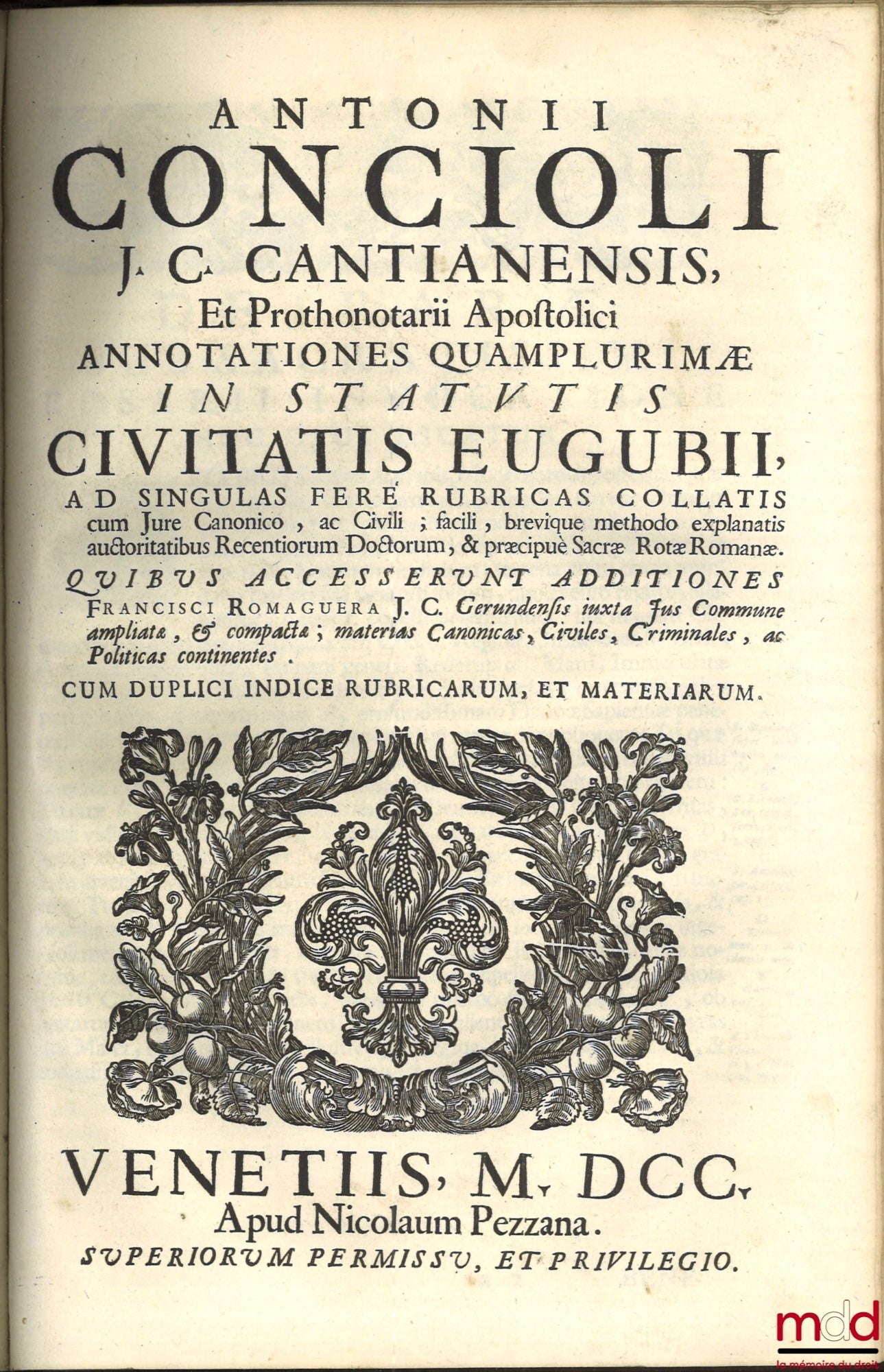 CONCIOLI (Antonii) – ANTONII CONCIOLI TRACTATUS DE HÆREDE TAM SIMPLICI, QUAM BENEFICIATO, Quando teneatur solvere debita defuncti : In quo omnia ferè ad dictam materiam solutionis faciendæ per hæredem pertinentia explicantur, necnon etiam materia, Auth. h