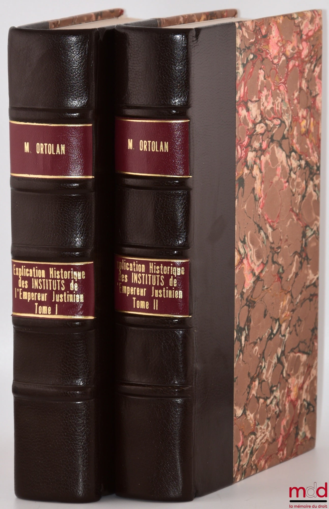 ORTOLAN (Joseph-Louis Elzéar) – EXPLICATION HISTORIQUE DES INSTITUTS DE L’EMPEREUR JUSTINIEN, Avec le texte, la traduction en regard, les explications sous chaque paragraphe. Précédée d’une généralisation du droit romain, D’après les textes anciennement c