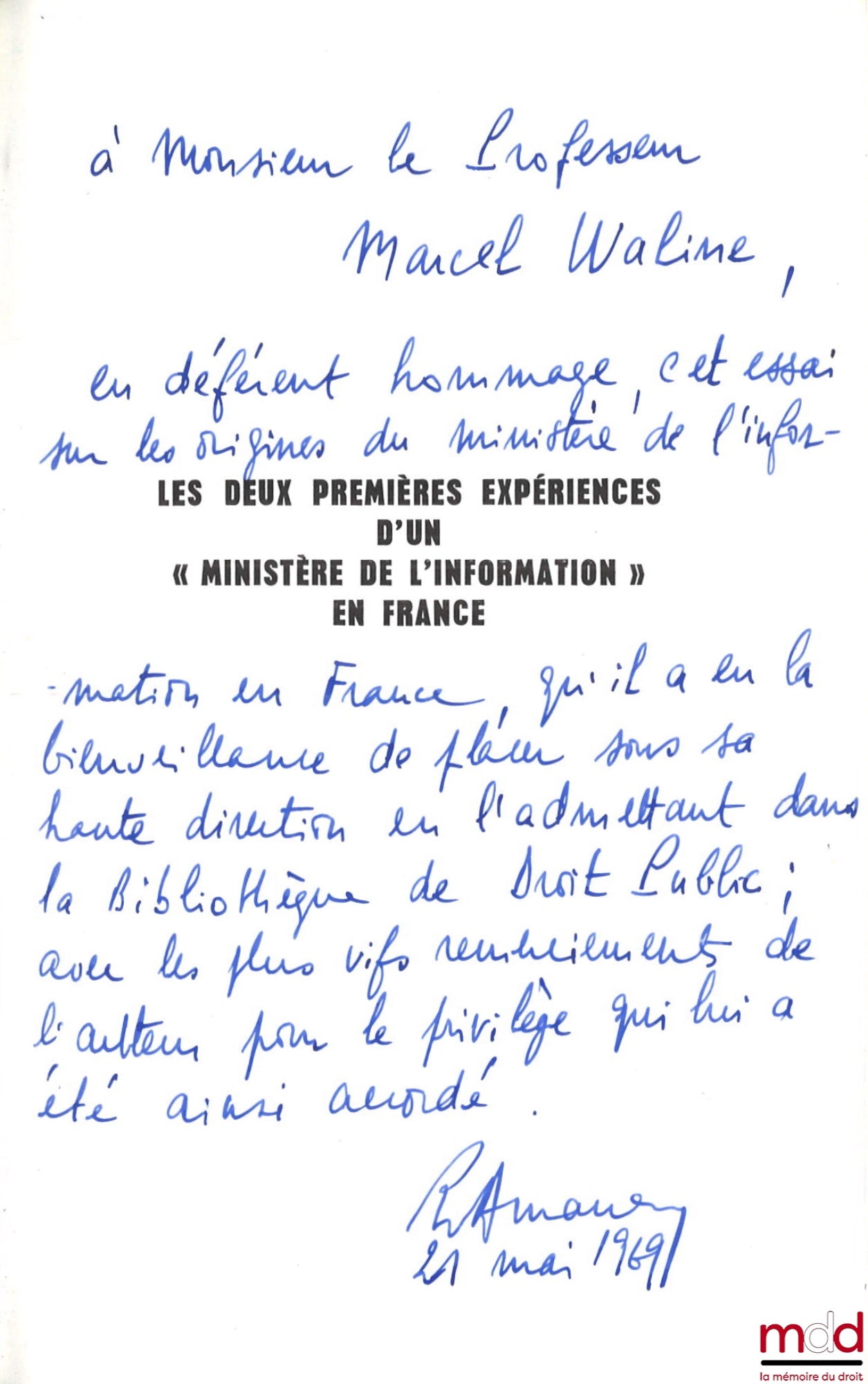 AMAURY (Philippe) – DE L’INFORMATION ET DE LA PROPAGANDE D’ÉTAT, LES DEUX PREMIÈRES EXPÉRIENCES D’UN « MINISTÈRE DE L’INFORMATION » EN FRANCE, L’apparition d’Institutions politiques et administratives d’information et de propagande sous la IIIe République