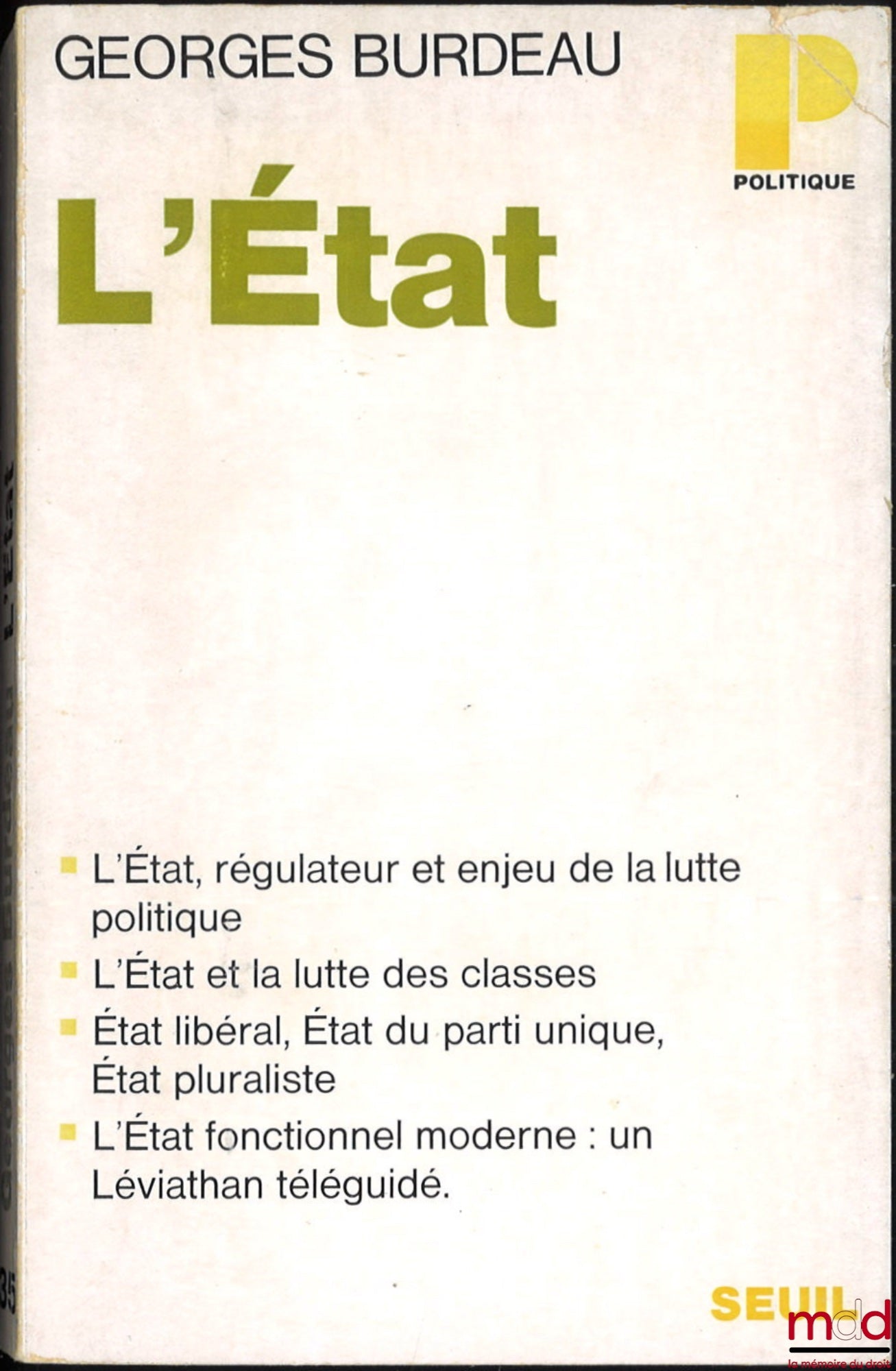 BURDEAU (Georges) – L’ÉTAT, coll. Politique