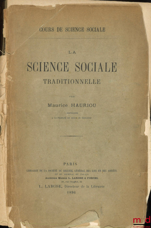 HAURIOU (Maurice) – TRADITIONAL SOCIAL SCIENCE, Social Science Course