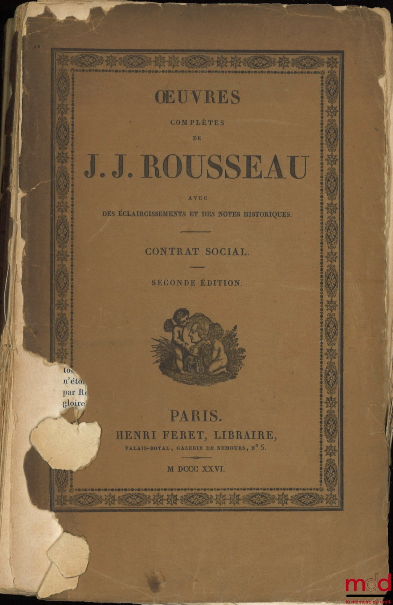 ROUSSEAU (Jean-Jacques) – ŒVRES COMPLÈTES DE J. J. ROUSSEAU AVEC DES ÉCLAIRCISSEMENTS ET DES NOTES HISTORIQUES, Contrat social, 2e éd.