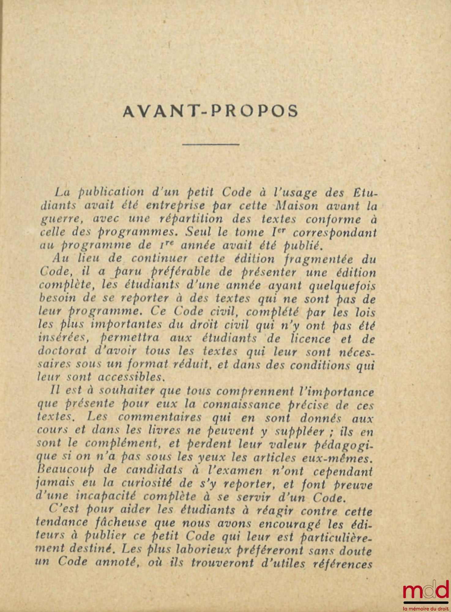 [Code civil] – CODE CIVIL et principaux textes complémentaires, Avant-propos de M. André Rouast, Nouvelle éd. mise à jour par René Roblot