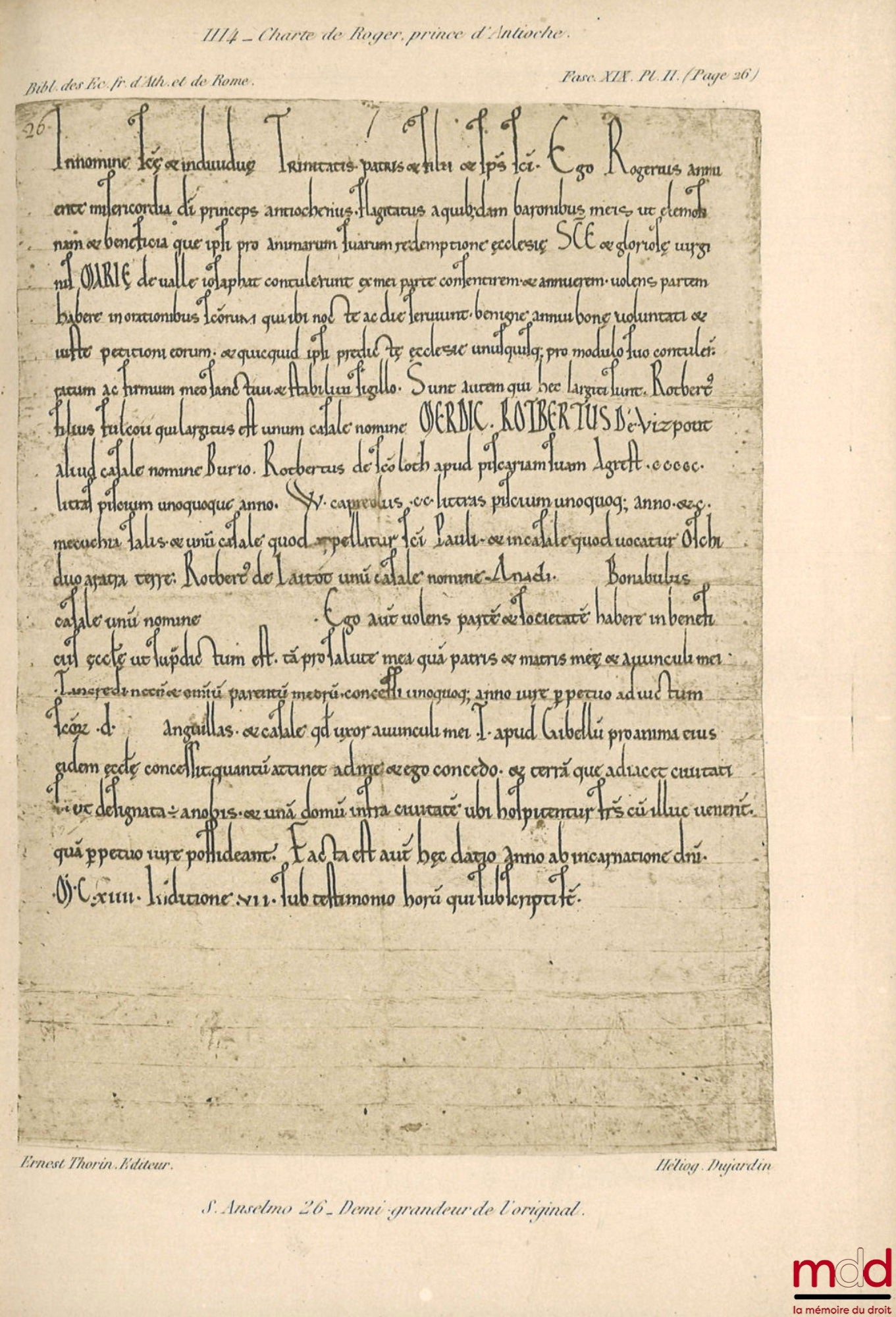 DELABORDE (Henri-François) – CHARTES DE TERRE SAINTE Provenant de l’Abbaye de N.-D. De Josaphat, Bibl. des écoles françaises d’Athènes et de Rome, Fasc. 19e