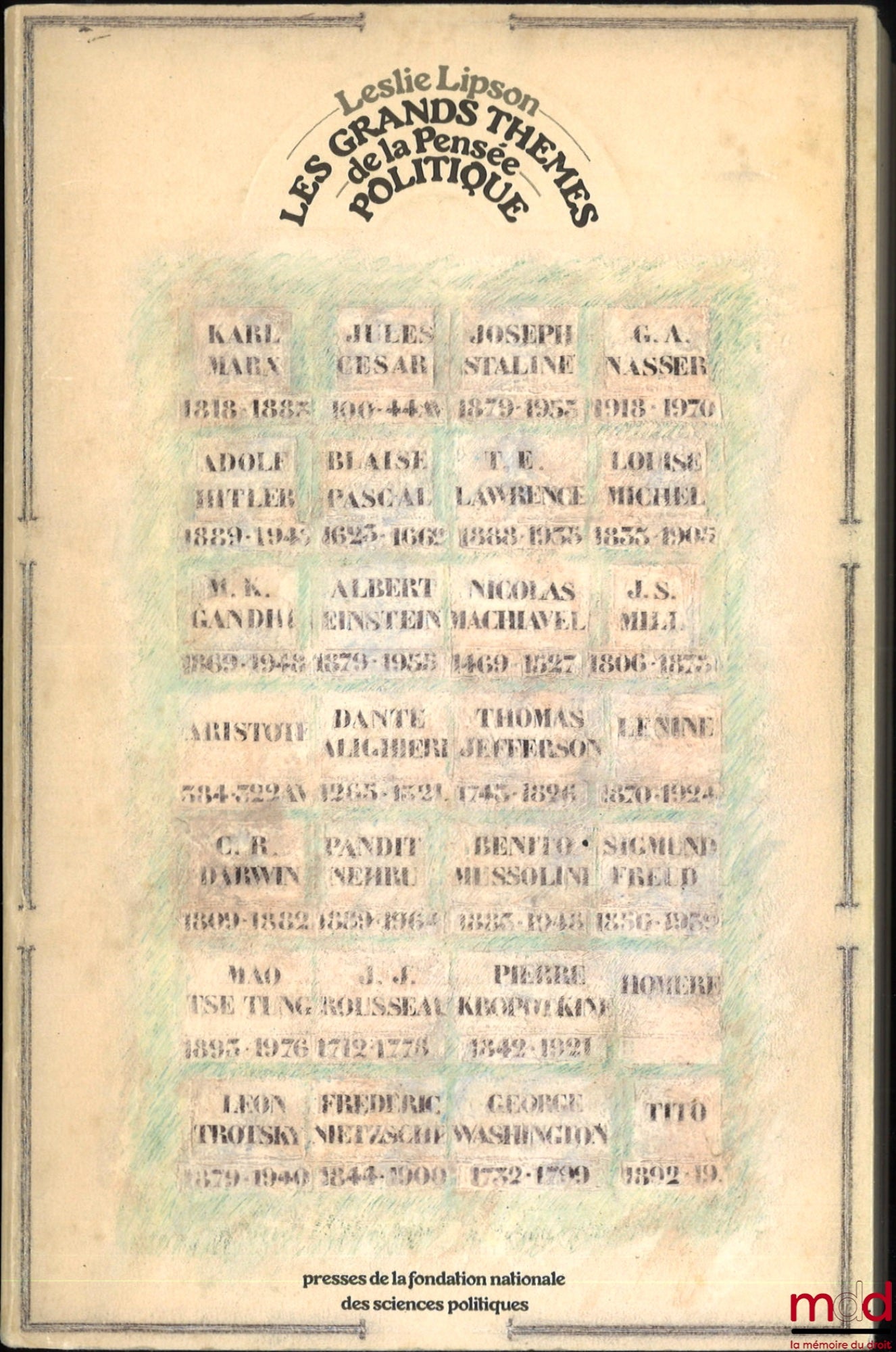 LIPSON (Leslie) – LES GRANDS THÈMES DE LA PENSÉE POLITIQUE, Traduction de Anne-Emmanuelle Chaudesaigues